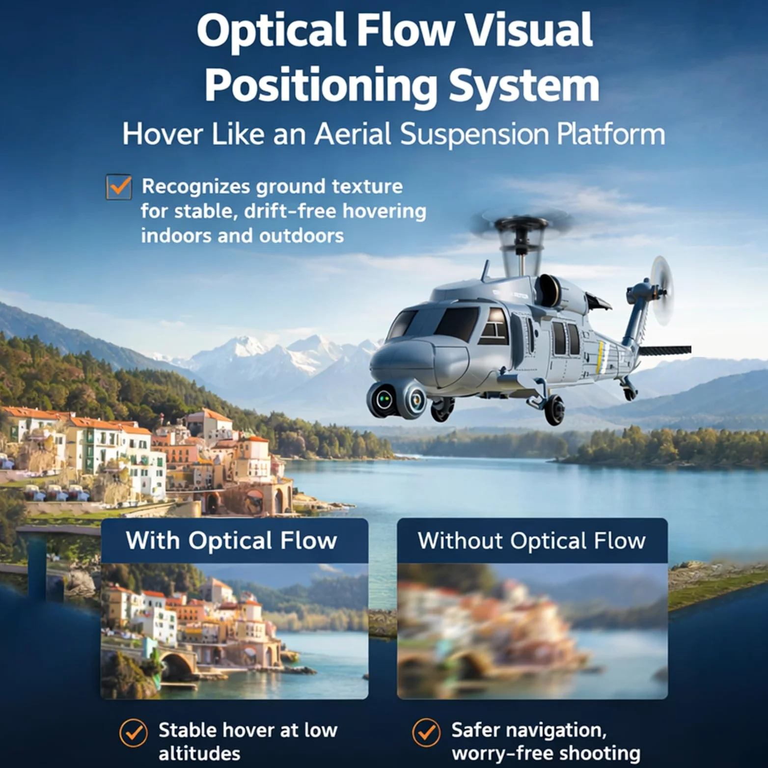 Elicottero RC L2 senza alettoni 6 canali localizzazione tramite flusso ottico volo invertito con un solo tasto telecamera 8K e schermo integrato telecomando 2 batterie