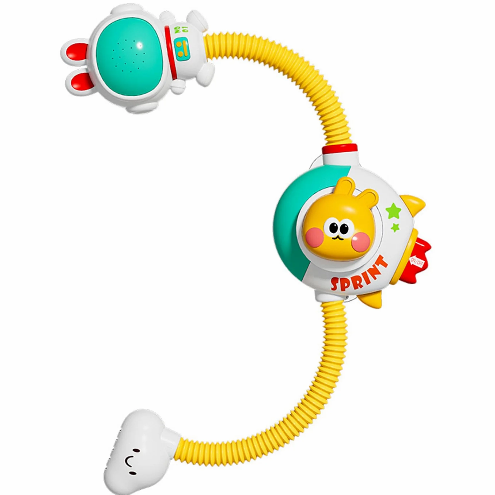 Giocattoli da bagno per bambini da 1 a 3 anni, soffione doccia a forma di coniglio con batteria ricaricabile, giocattoli da bagno per bambini da 3 5 anni, modalità manuale e ricaricabile, sciacquat