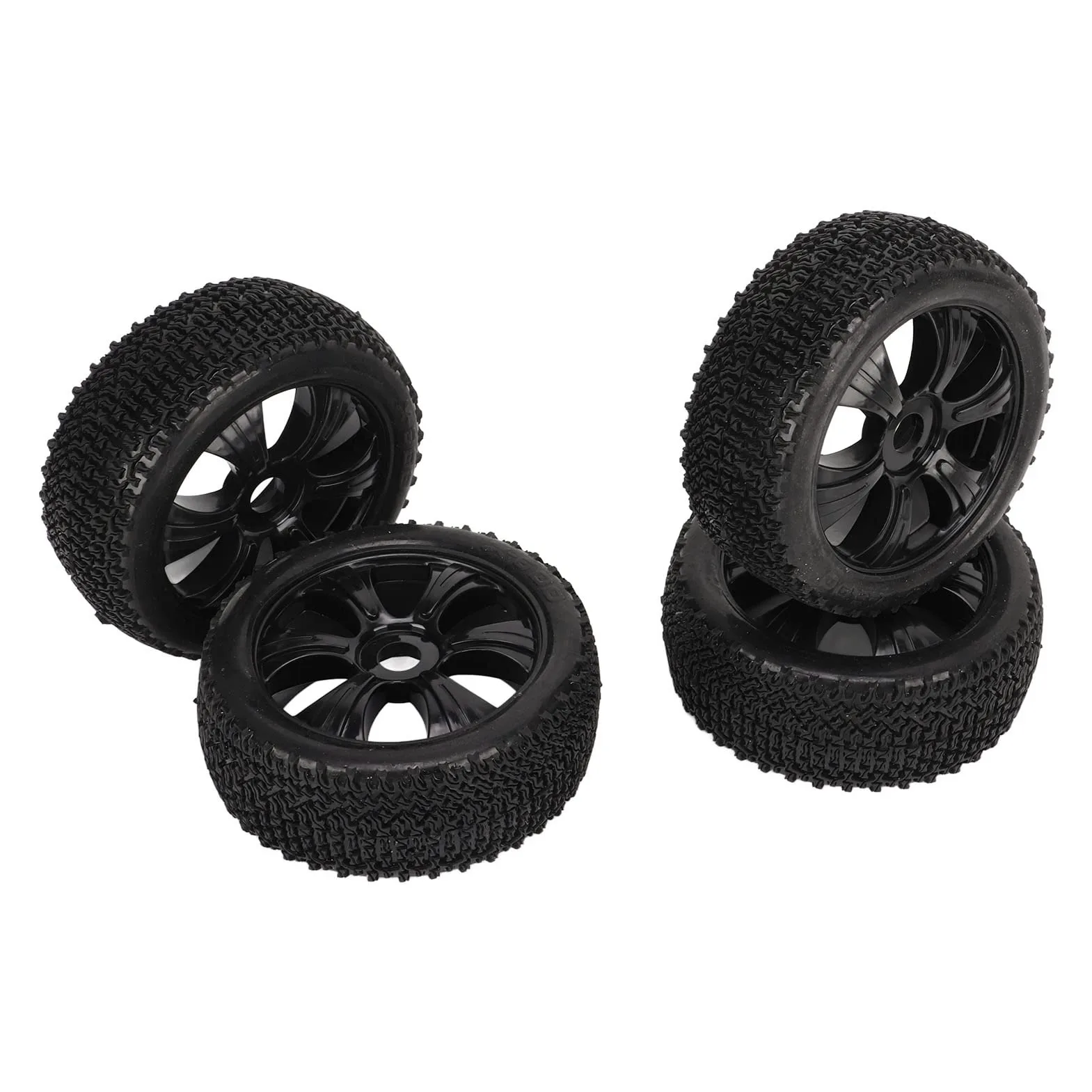 Pneumatico Corto per Camion, Gomma Plastica Resistente all'Usura 4 Pezzi Sostituzione Pneumatici RC per Modellini in Scala 1/10 (Nero)