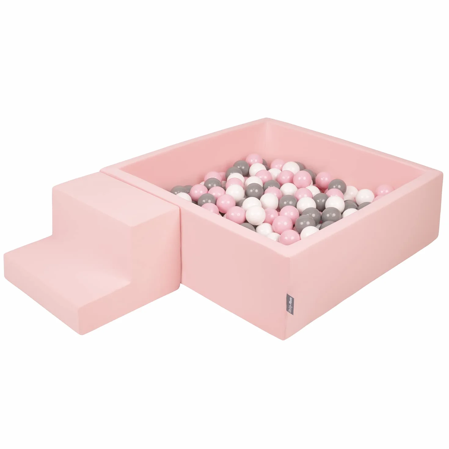 KiddyMoon Area di Gioco in Schiuma con Quadrato Piscina di Palline (100 Palline) per Bambini, Rosa:Bianco/Grigio/Rosa Chiaro