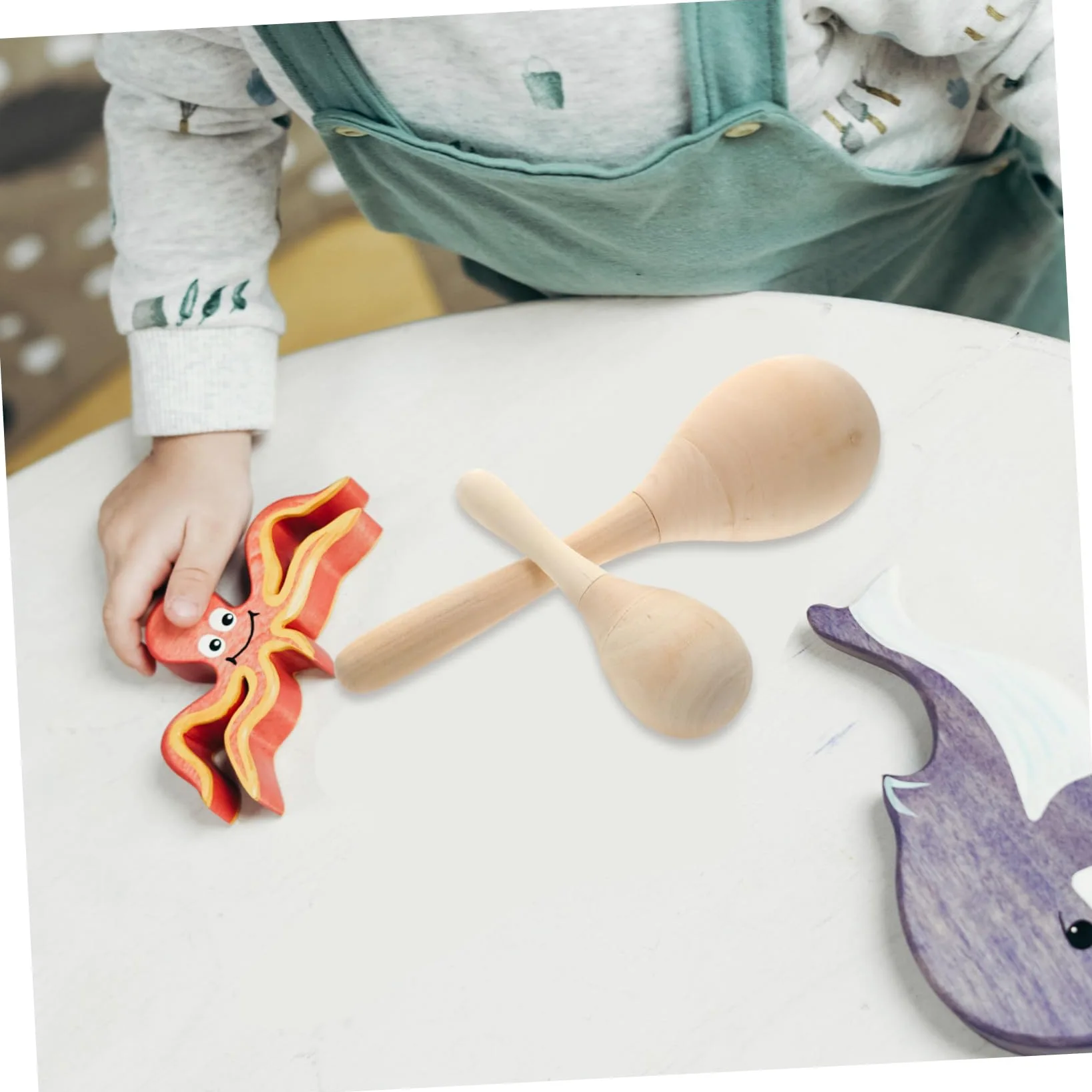 Hohopeti Maracas di Legno per Ragazzo Ragazza, Set 12 Pezzi Vuoti da Colorare Fai da Te, Strumento Musicale Educativo per Sviluppo Coordinazione, Giocattolo per Attività Manuali