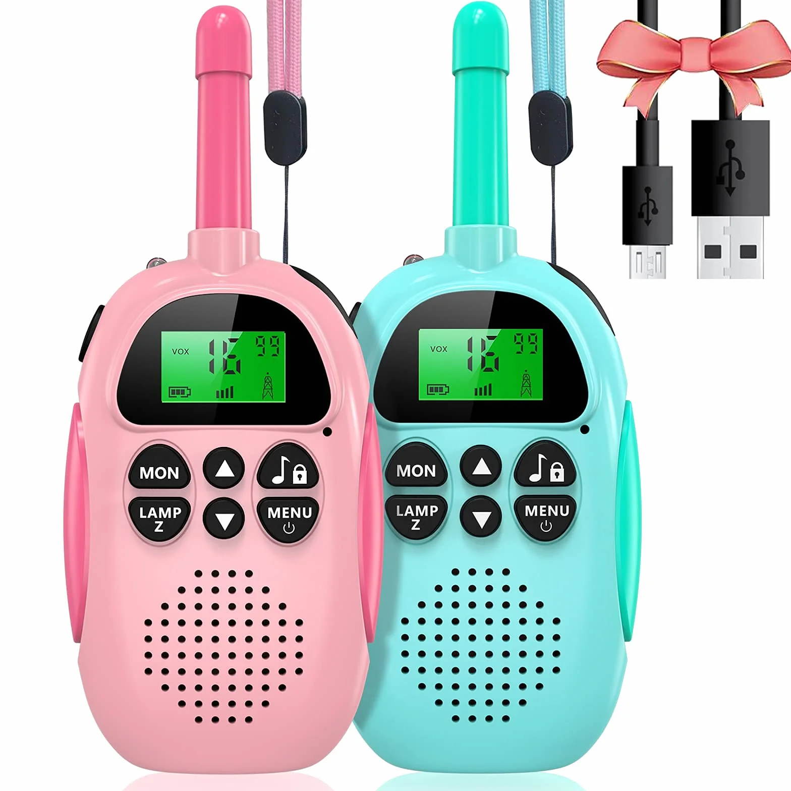 Uleway Walkie Talkie Ricaricabili Lunga Portata 16 Canali LCD Retroilluminato VOX Blocco Tastiera Torcia per Bambini 3-12 Anni