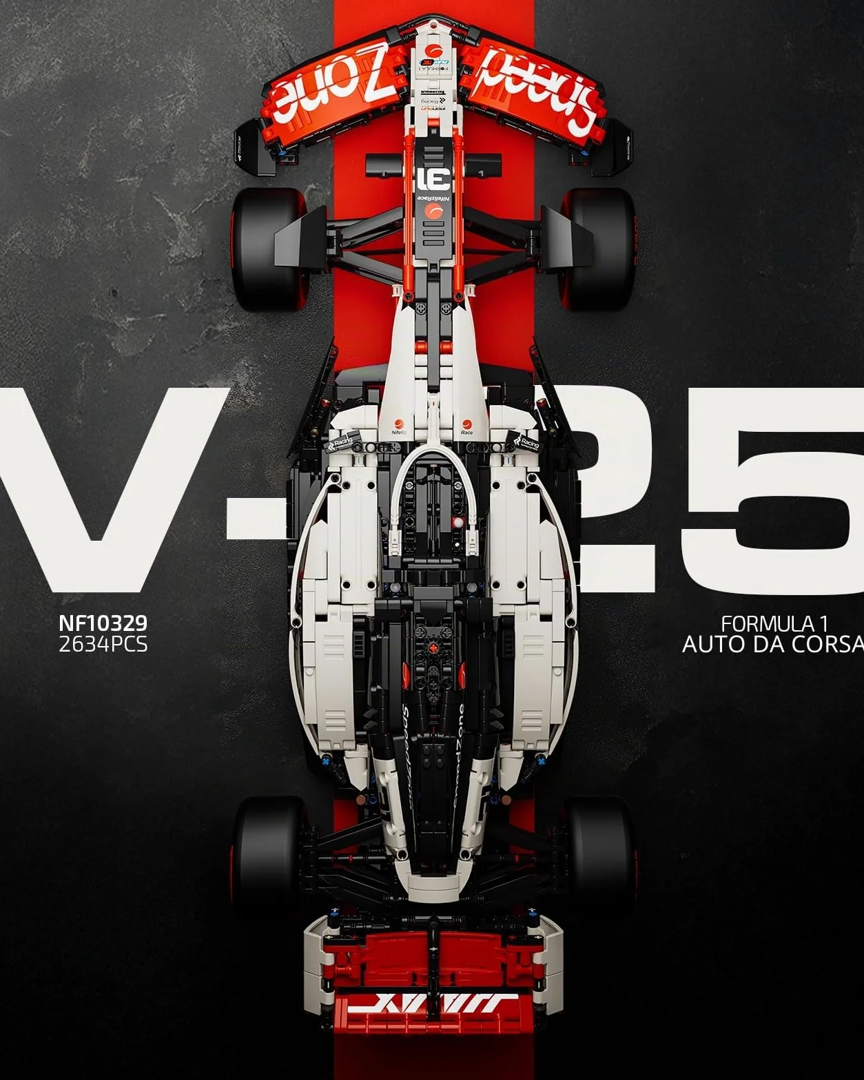 Nifeliz Set di costruzione di V25 Auto, Modellino da Costruire di Auto da Corsa in Scala 1:8 per Adulti, Idea regalo decorativa per appassionati di automobilismo (2634 pezzi, NF10329)