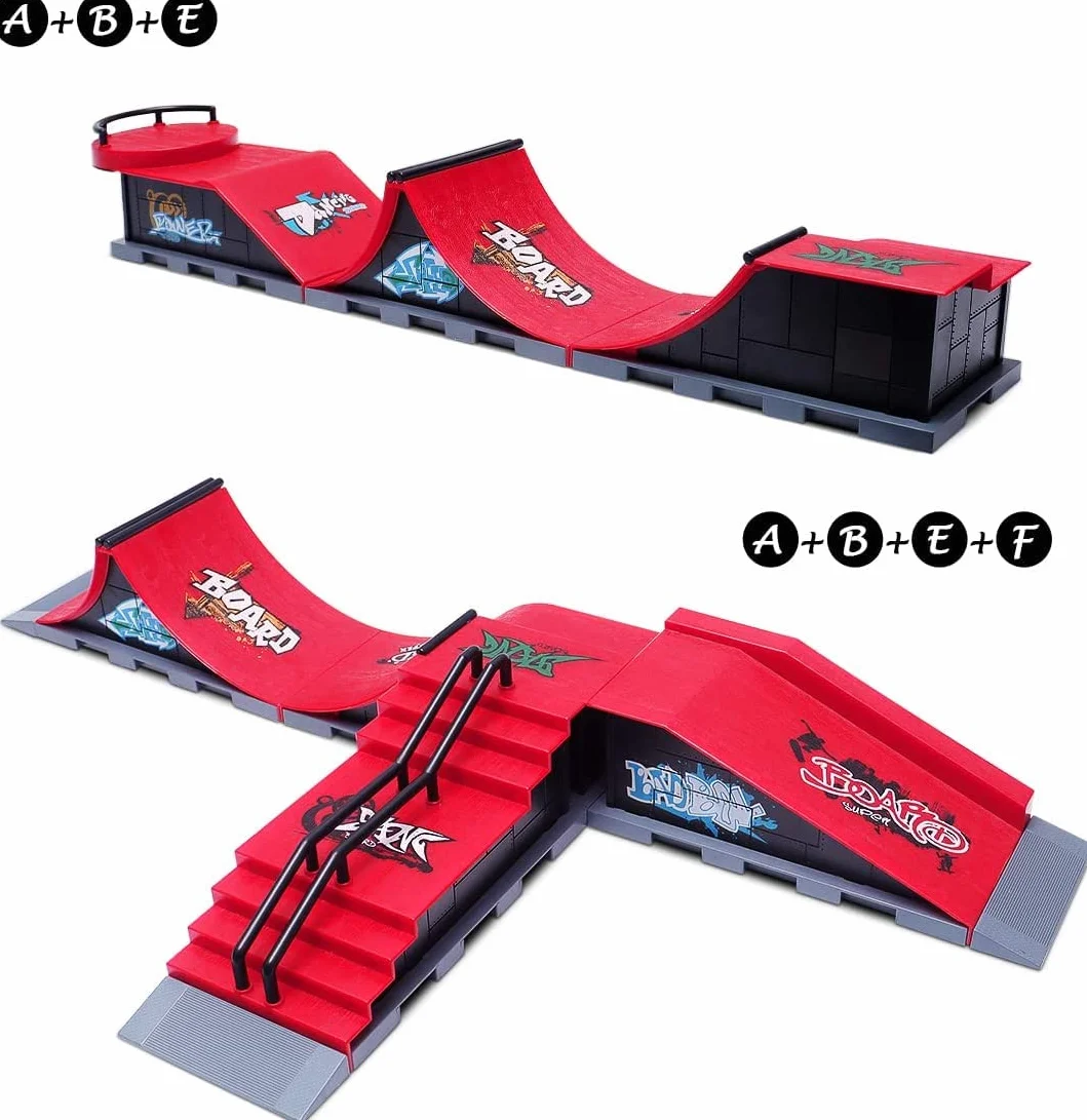 MOMSIV Mini Skateboard per Dita con rampa e Set di Accessori, F