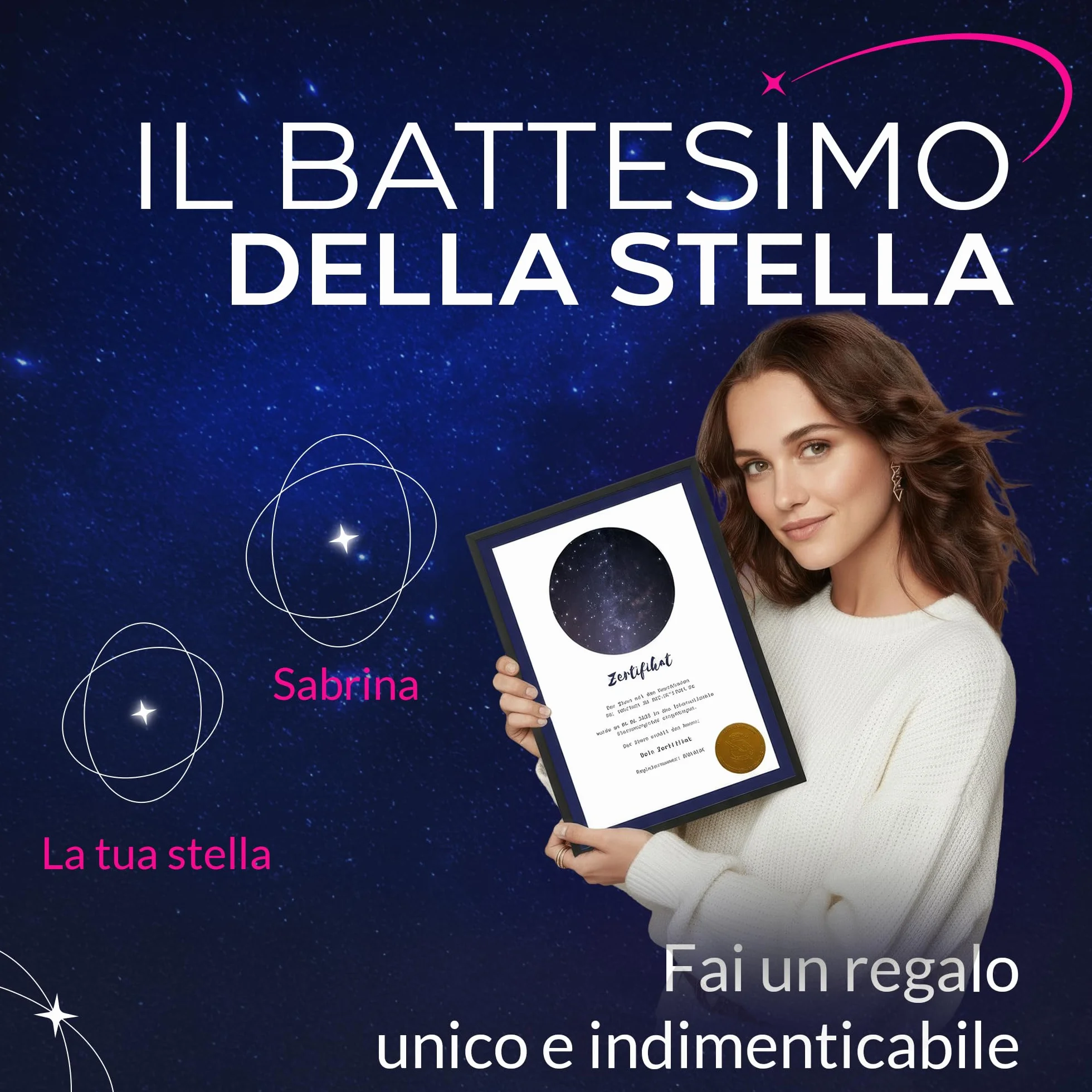 Regalare Una Stella con Certificato Personalizzato - Dare Il Nome ad Una Stella con Registro Ufficiale