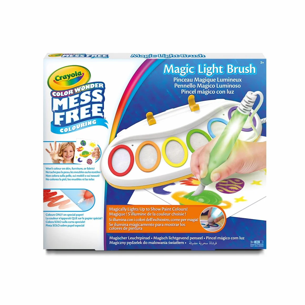 CRAYOLA Color Wonder Magic Light Brush, MagiPennello Luminoso, Set Pittura Senza Macchia, attività Creativa e Regalo per Bambini dai 3 Anni, Pennello Magico, 75-7131, Versione Internazionale