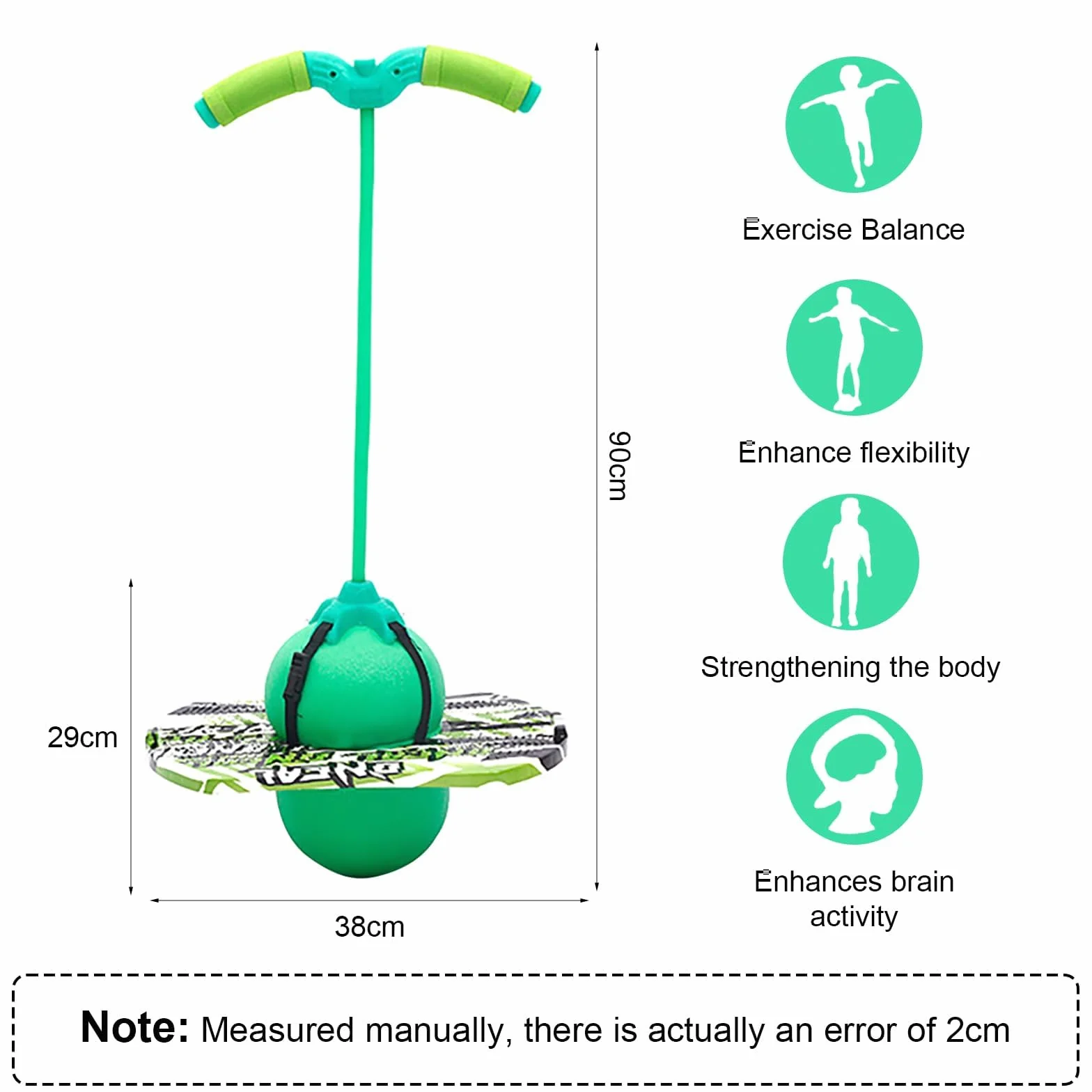 MeYuxg Pogo Stick con Maniglia, Palla per Saltare Bambini Adulti, Giochi da Esterno per Bambini, capacità di Carico 100 kg, Palla Salta Salta per L'allenamento Dell'equilibrio e Lo Sport (Verde)