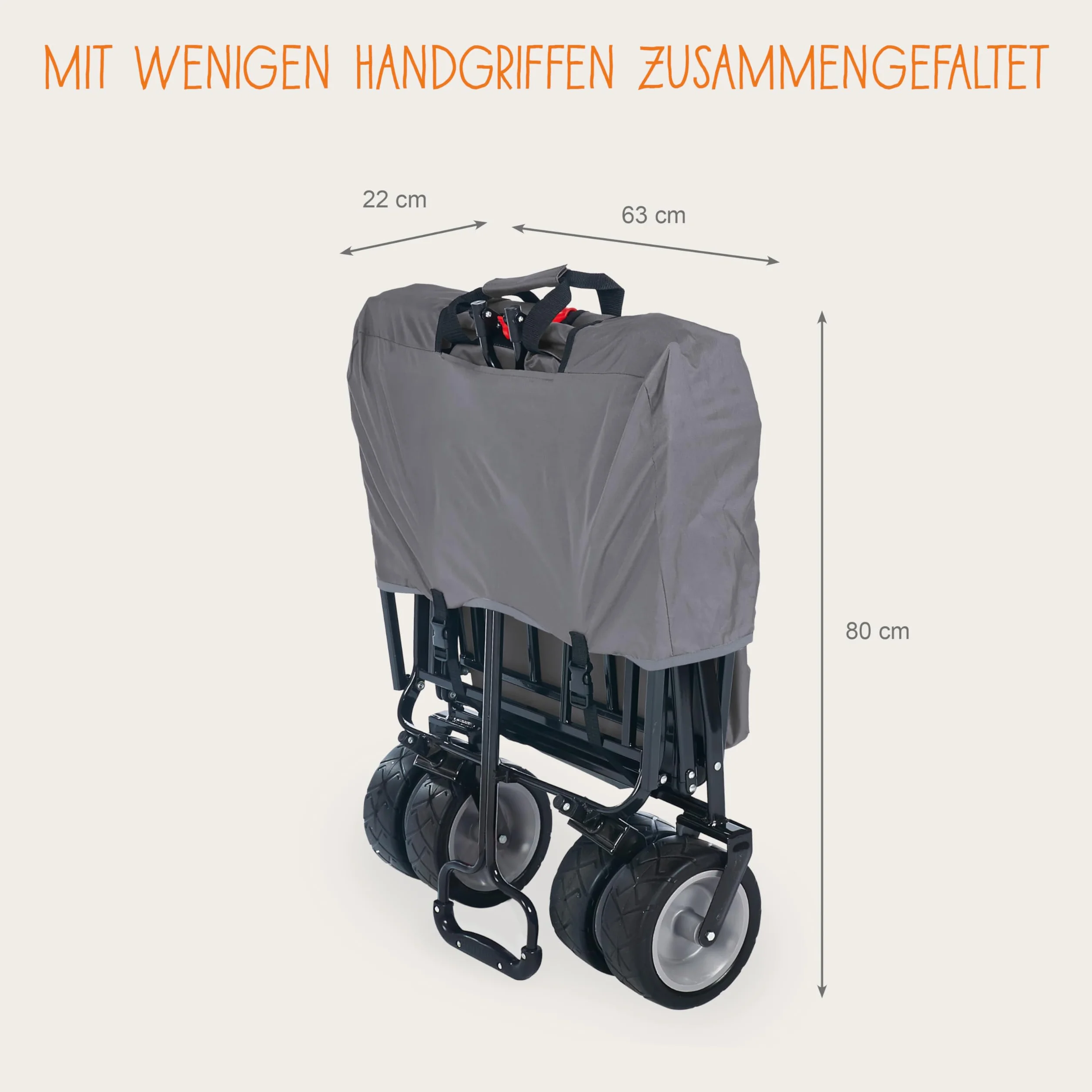 Pinolino Paxi - Carrello pieghevole pieghevole con tettuccio parasole, borsa posteriore e borsa per il trasporto, pneumatici in poliuretano, capacità di carico 70 kg, colore: Grigio