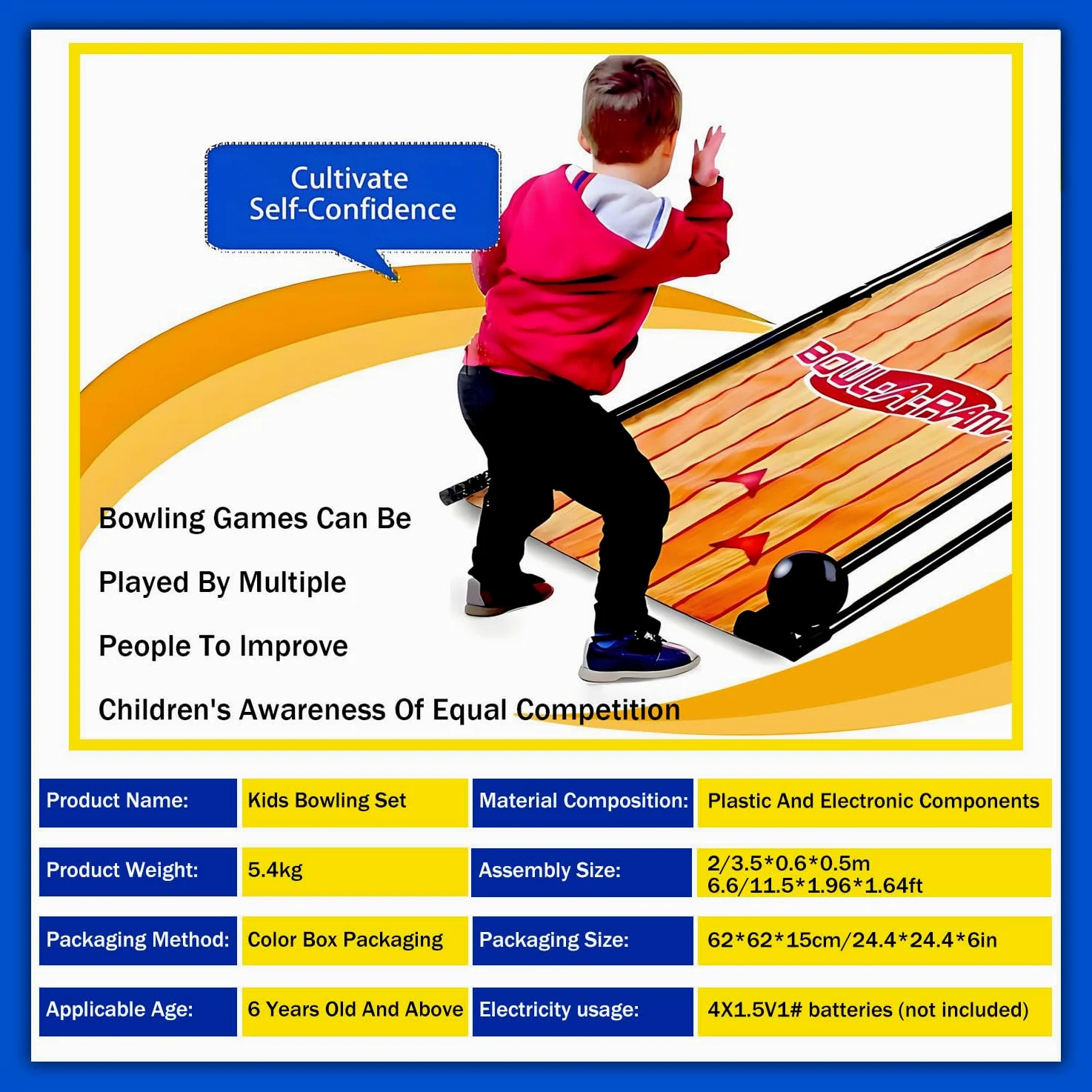 Gioco da bowling elettronico per interni con reset automatico, illuminazione, effetti sonori, pieghevole, corsia da 2 m, per bambini e adulti