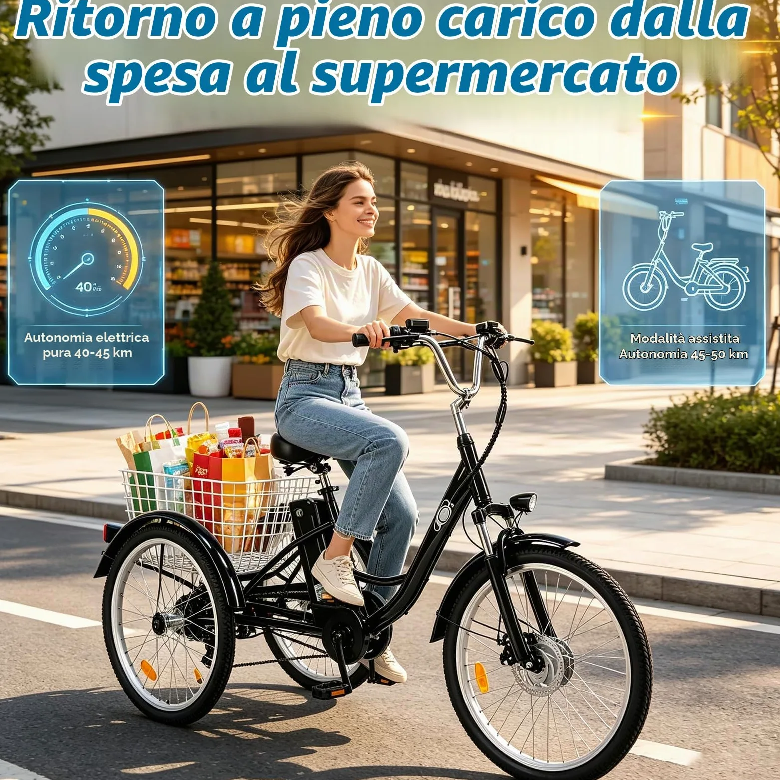 Triciclo elettrico per adulti M300,batteria rimovibile da 36 V e 18Ah | CE\EN15194,pneumatici antiscivolo e resistenti da 24 pollici,7 marce,triciclo da campeggio,triciclo da carico per anziani