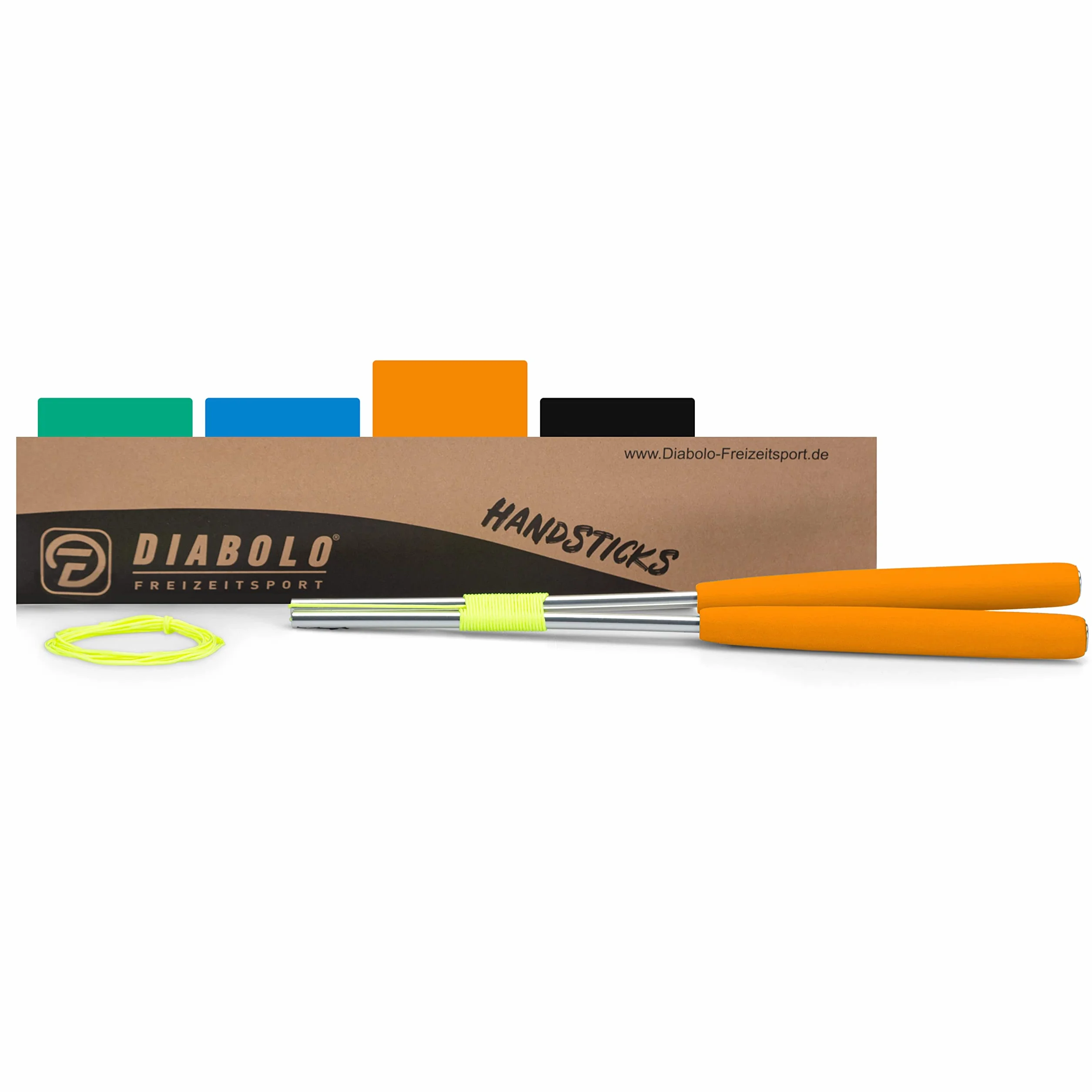Diabolo - Manubrio in alluminio con cordino di ricambio (160 cm) e impugnatura in gommapiuma (arancione) – Qualità professionale per tutti i modelli e marche