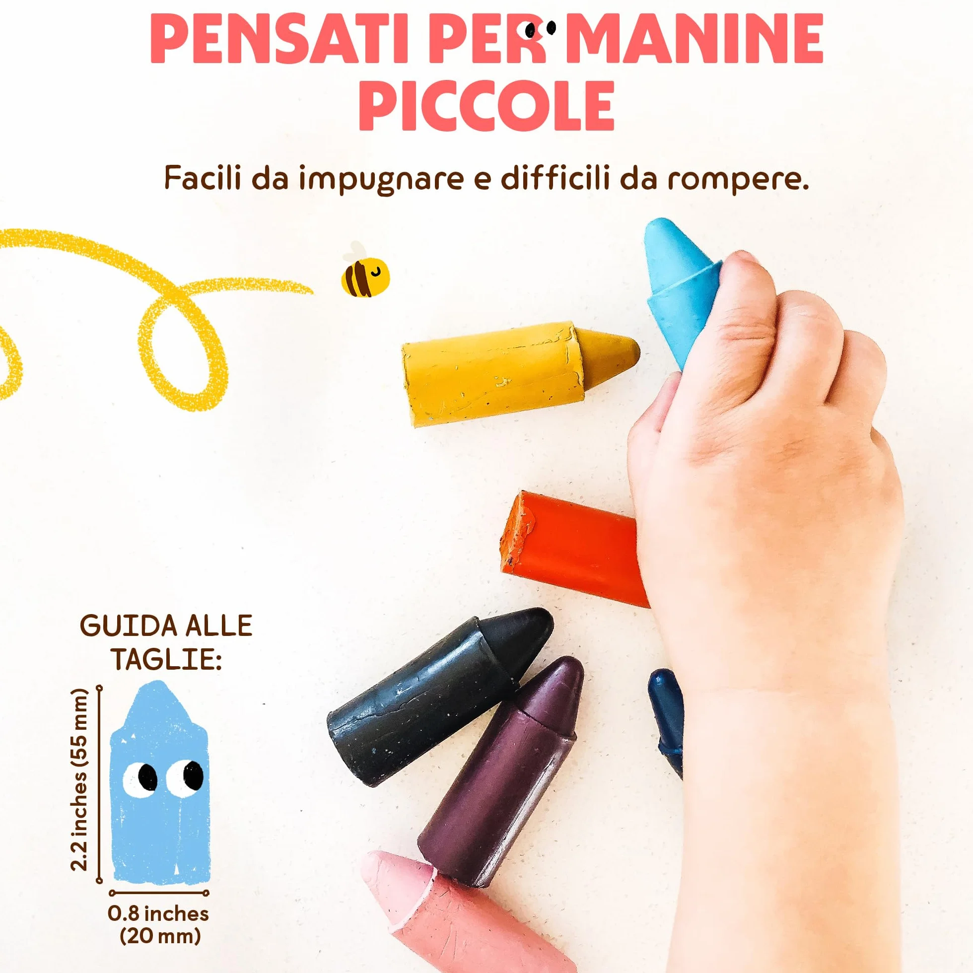 Honeysticks - Pastelli in 100% pura cera d’api (confezione da 12 pezzi). Naturali, atossici e sicuri per tutti i bambini, da 1 anno in su. Fatti a mano in Nuova Zelanda.