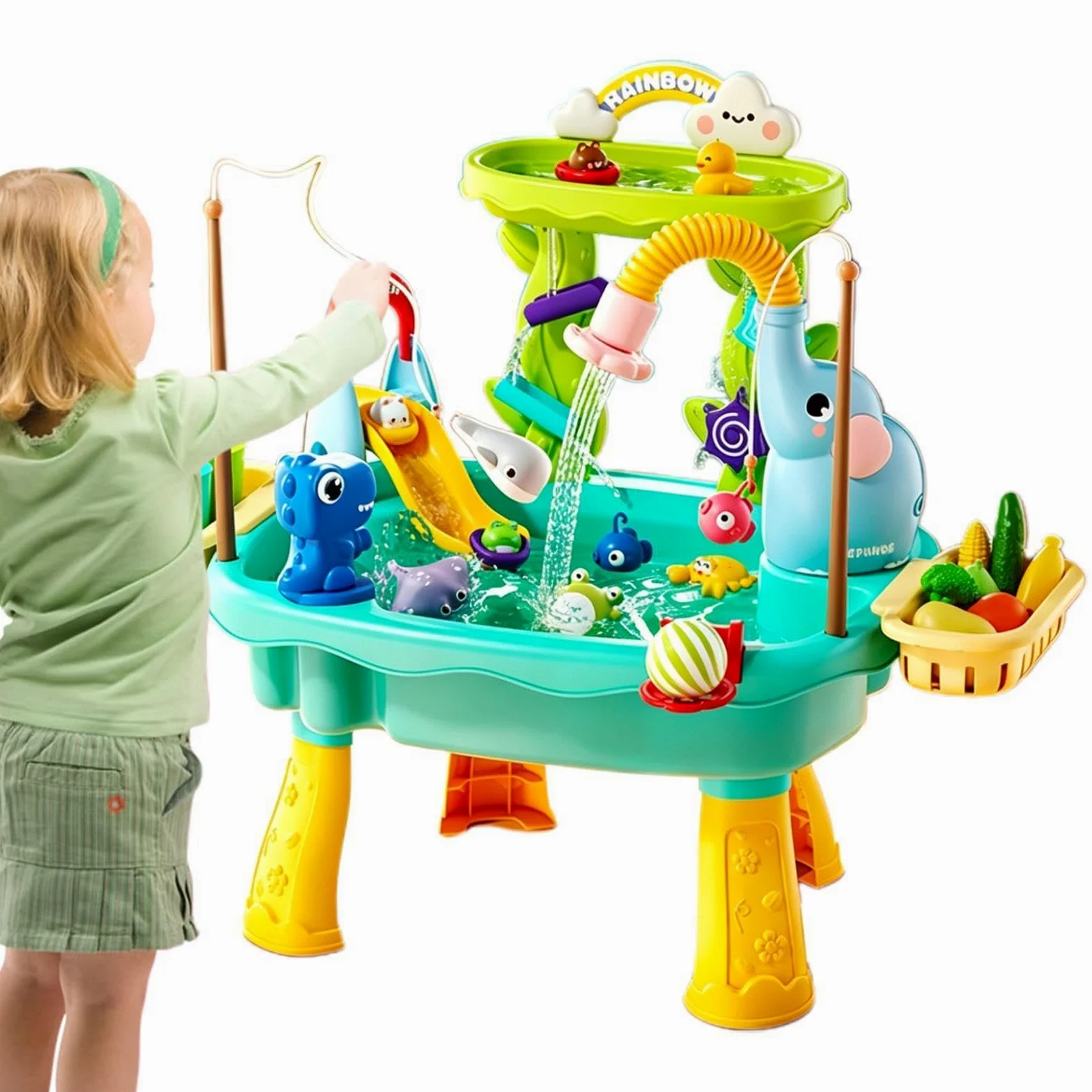 Tavolo Acqua Bambini Giocattoli Da Pesca Con Pompa Elettrica | Giocattolo Acquatico Da Esterno per Bambini e Bambine Piccoli Patio Spiaggia Campeggio Asilo Casa Bagno Sala Giochi Vacanza