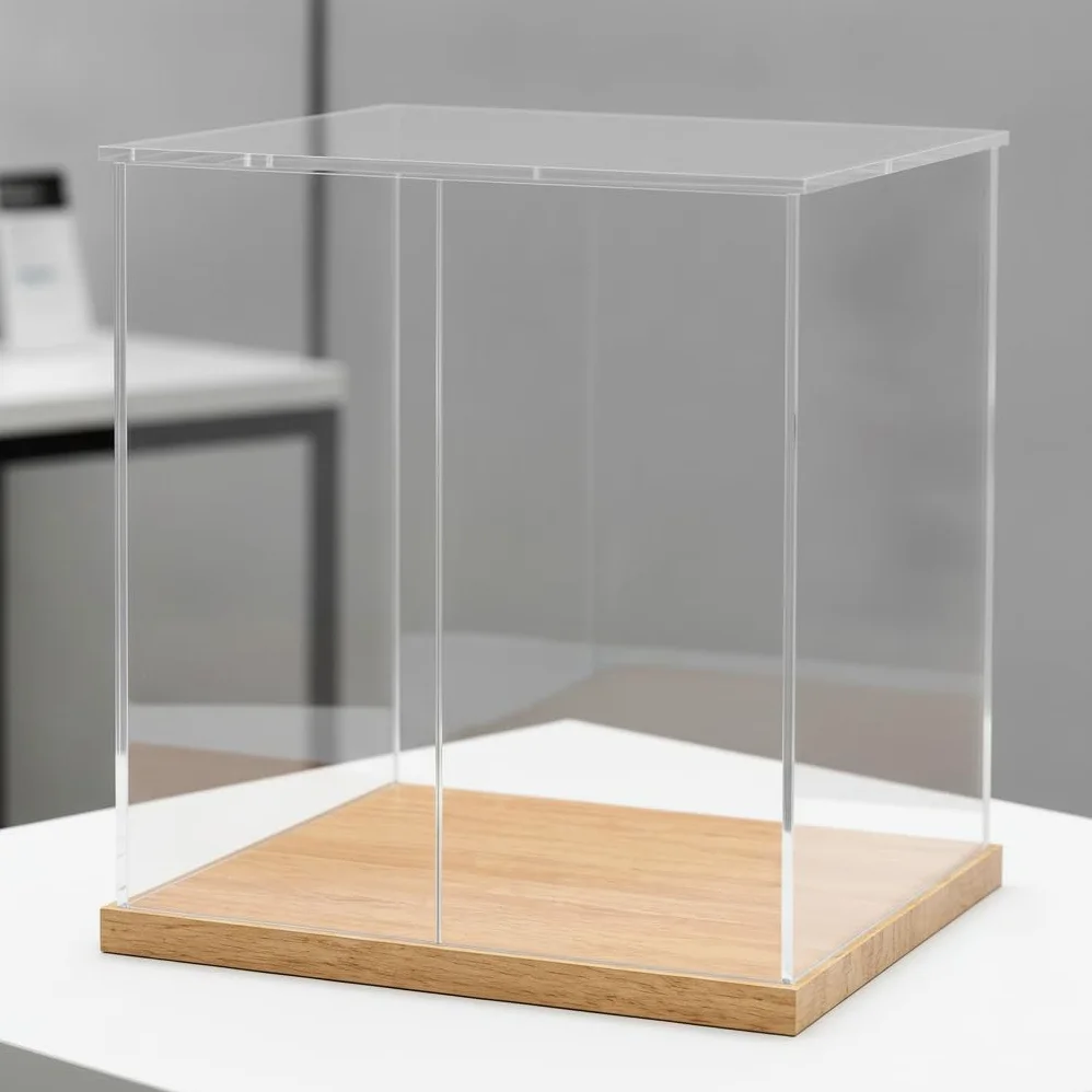Vetrinetta Espositiva Acrilico , 50cm x 20cm x 25cm | Acrilico e legno - porta singola o doppia gri - spessore 12mm - design impilabile - per modellismo