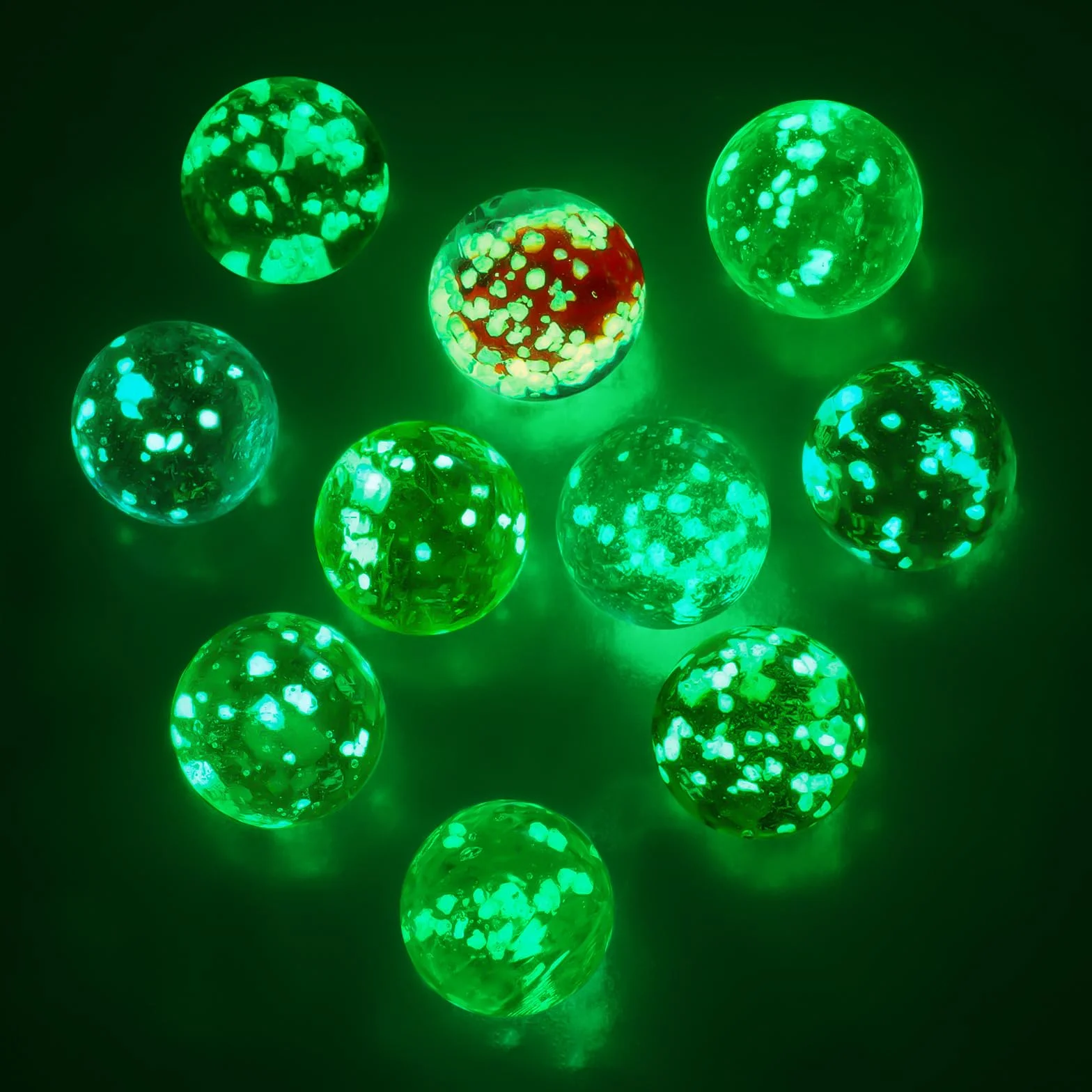 Ainiv 10Pz Palline di Vetro Luminose per Bambini, Biglie Colorate Decorative Che Si Illuminano al Buio