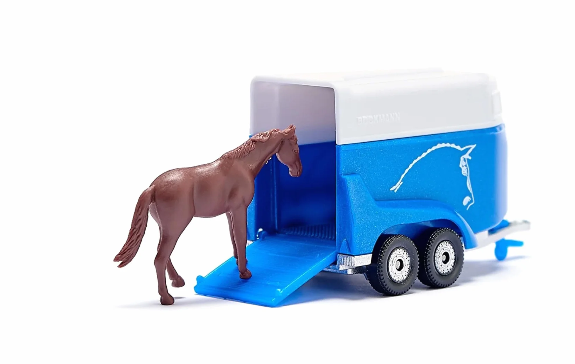 siku 1651, Jeep con rimorchio per cavalli, Metallo e Plastica, Multicolor, Con 1 cavallo giocattolo, Sponda posteriore apribile