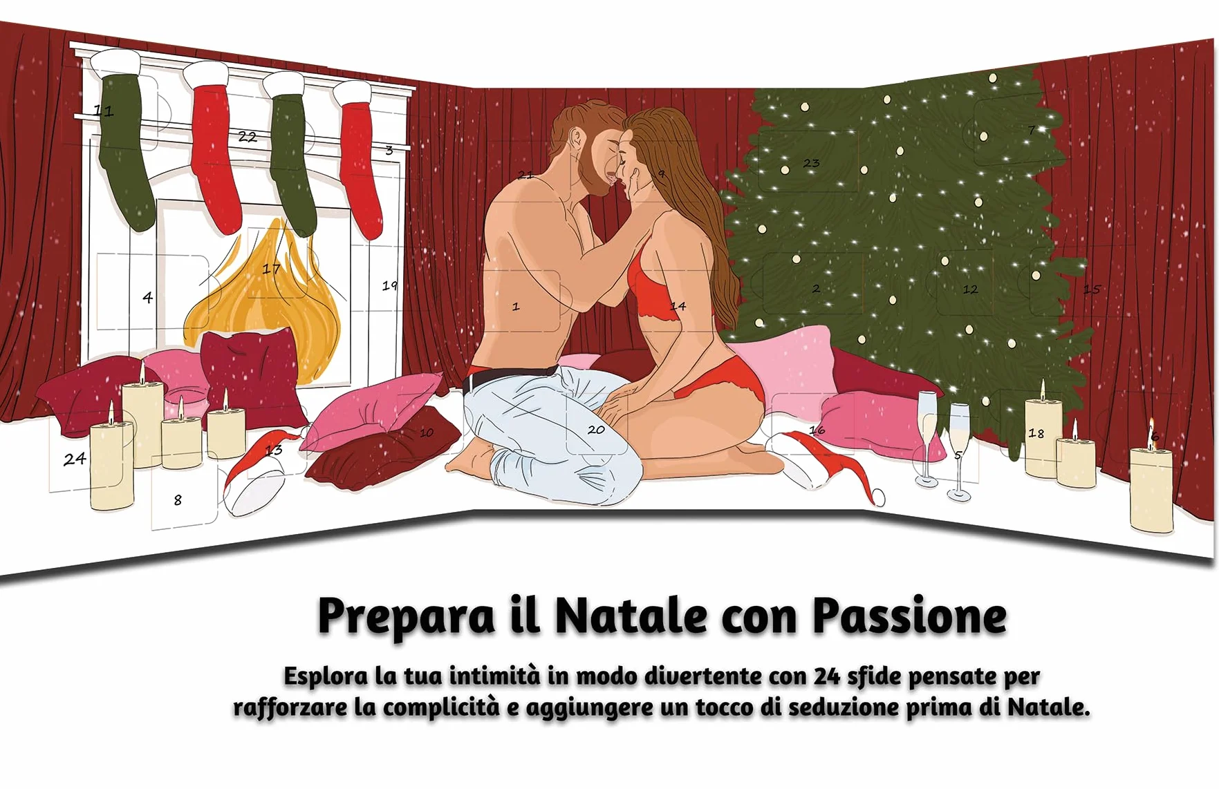 Calendario dell’Avvento Coppia 2025 – Idea Regalo Uomo e Donna – 24 sfide per ravvivare la vostra relazione prima di Natale – San Valentino 2026 – Formato A4