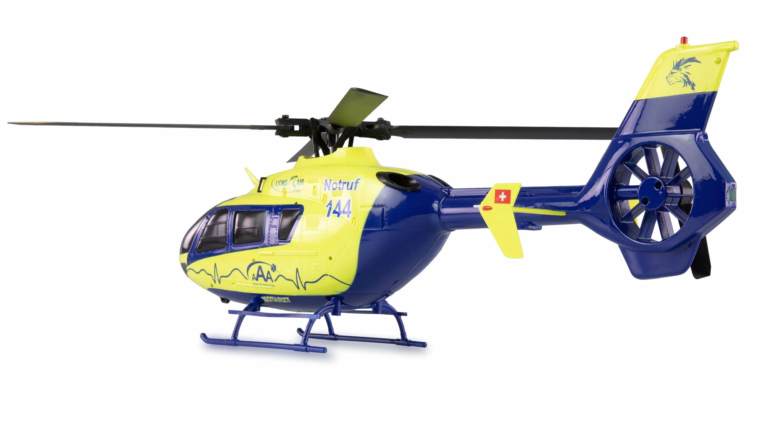 Amewi AFX-135 PRO Alpine Air Ambulance Elicottero 6 canali RC telecomandato 6G RTF, giallo fluo