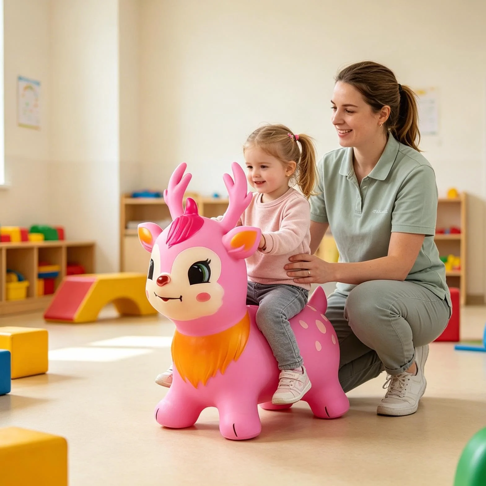 Cavallo Gonfiabile a Molla | Cavallo Saltarello Gonfiabile per Bambini,Giocattoli Animali Rimbalzanti e Saltellanti per Bambini | per Uso all'Aperto, a Casa, per Scuola Materna, Cameretta, Centro Gioc