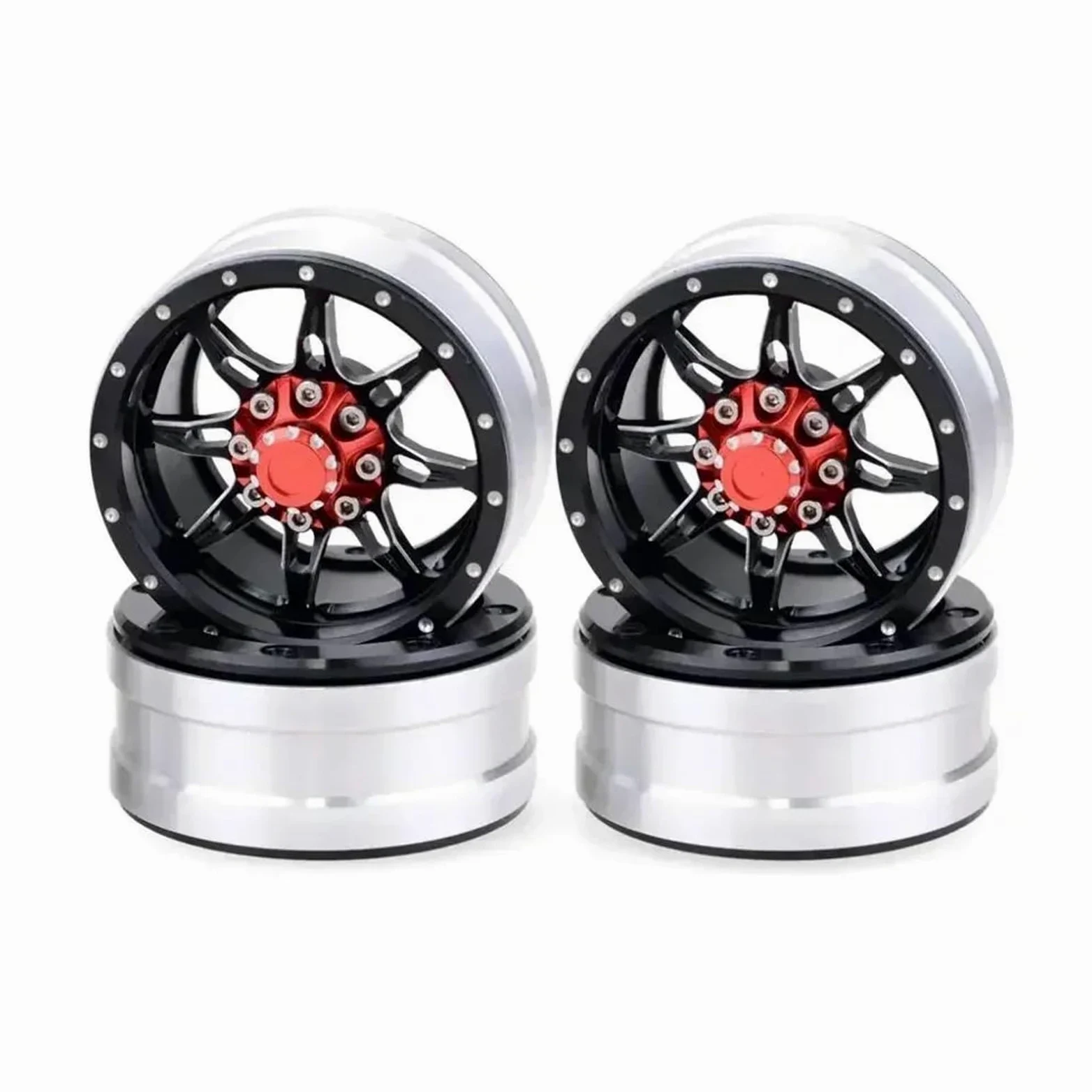 Per Axial Per Scx10 90046 Per Tamiya Cc01 D90 D110 Tf2 Per Traxxas Per Trx-4 S119 1/10 Rc Auto 4 Pezzi Cerchio In Metallo 1.9 Pollici Beadlock Ricambi Modellini RC