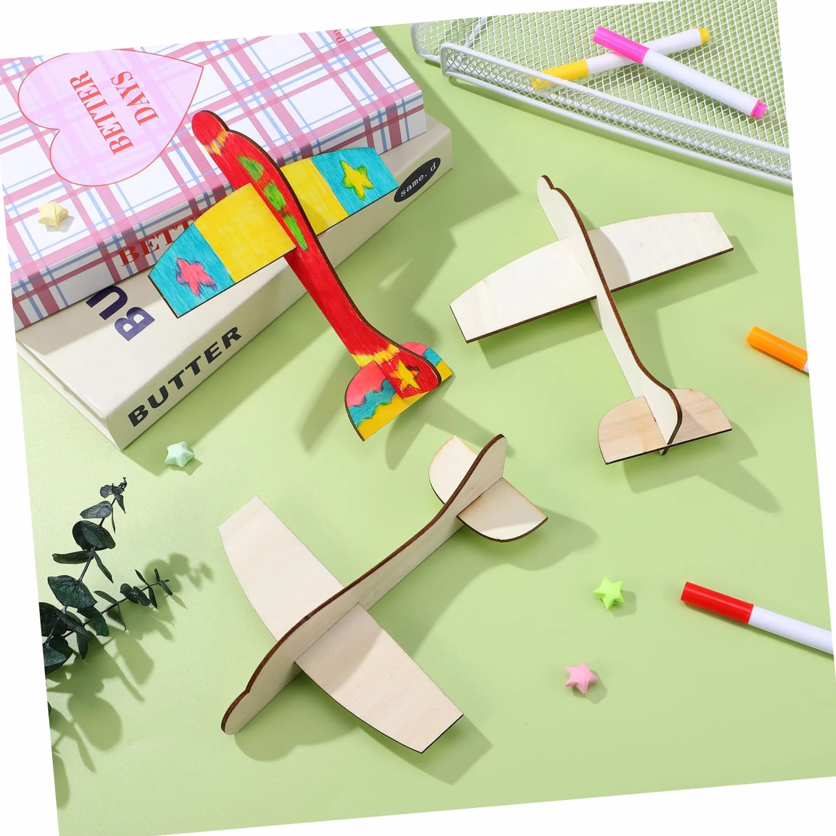 Kit di Modellini Aerei in Legno da 20 Pezzi per Ragazzo Ragazza Superficie Liscia, per Back To School Party e Attività di Pittura Fai-da-te