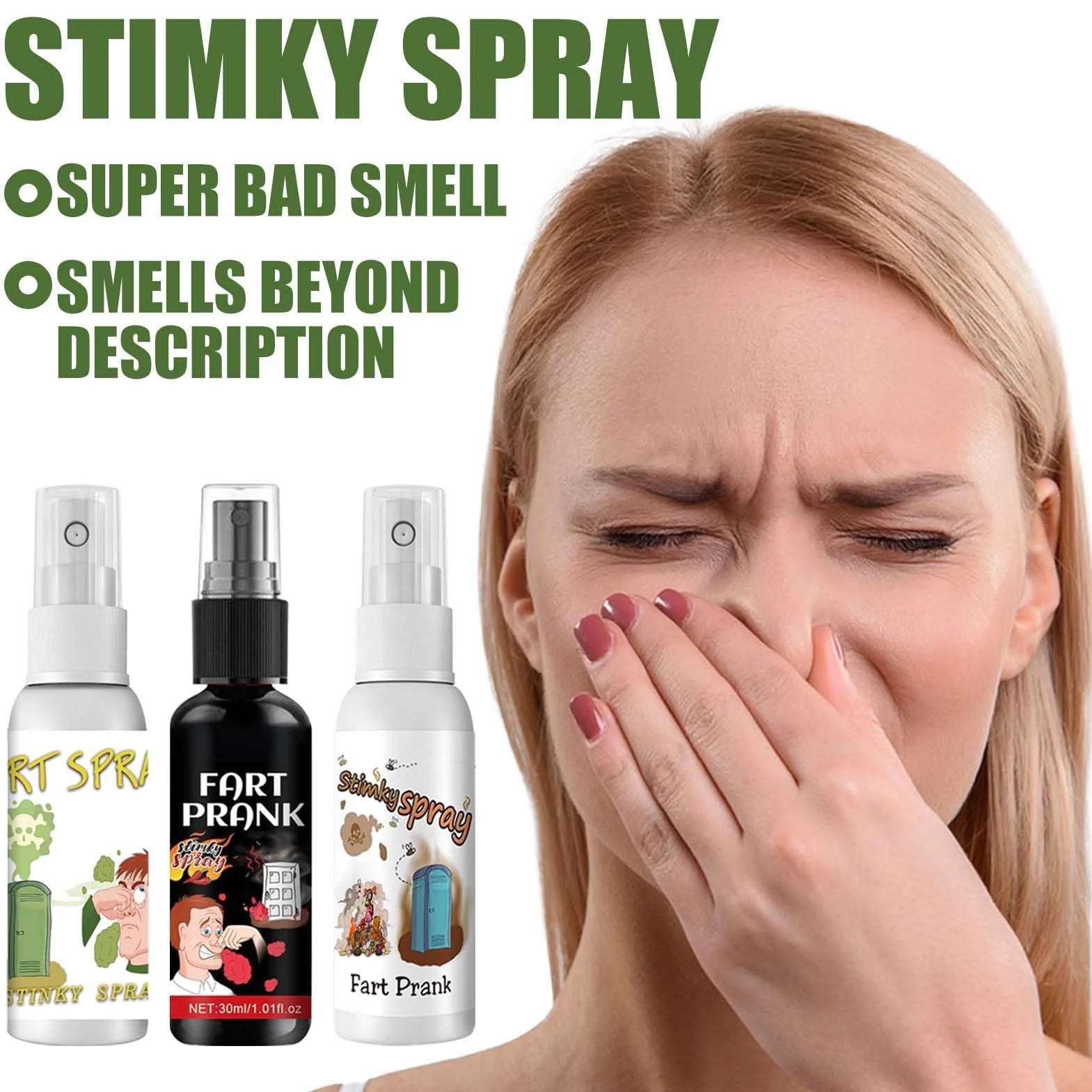 Miioto Fart Spray, Interessante Spray Puzzolente, Potente Fialette Puzzolenti, Articoli per Feste Divertenti, Cattivo Odore di Lunga Durata, Sicuri e Portatili - 30ml*3 (VO-EU0085)