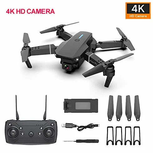 Malloy E88 WiFi FPV Drone con Grandangolare 4K HD Dual Camera Pieghevole Altitude Hold RC Quadcopter Profesional Drones