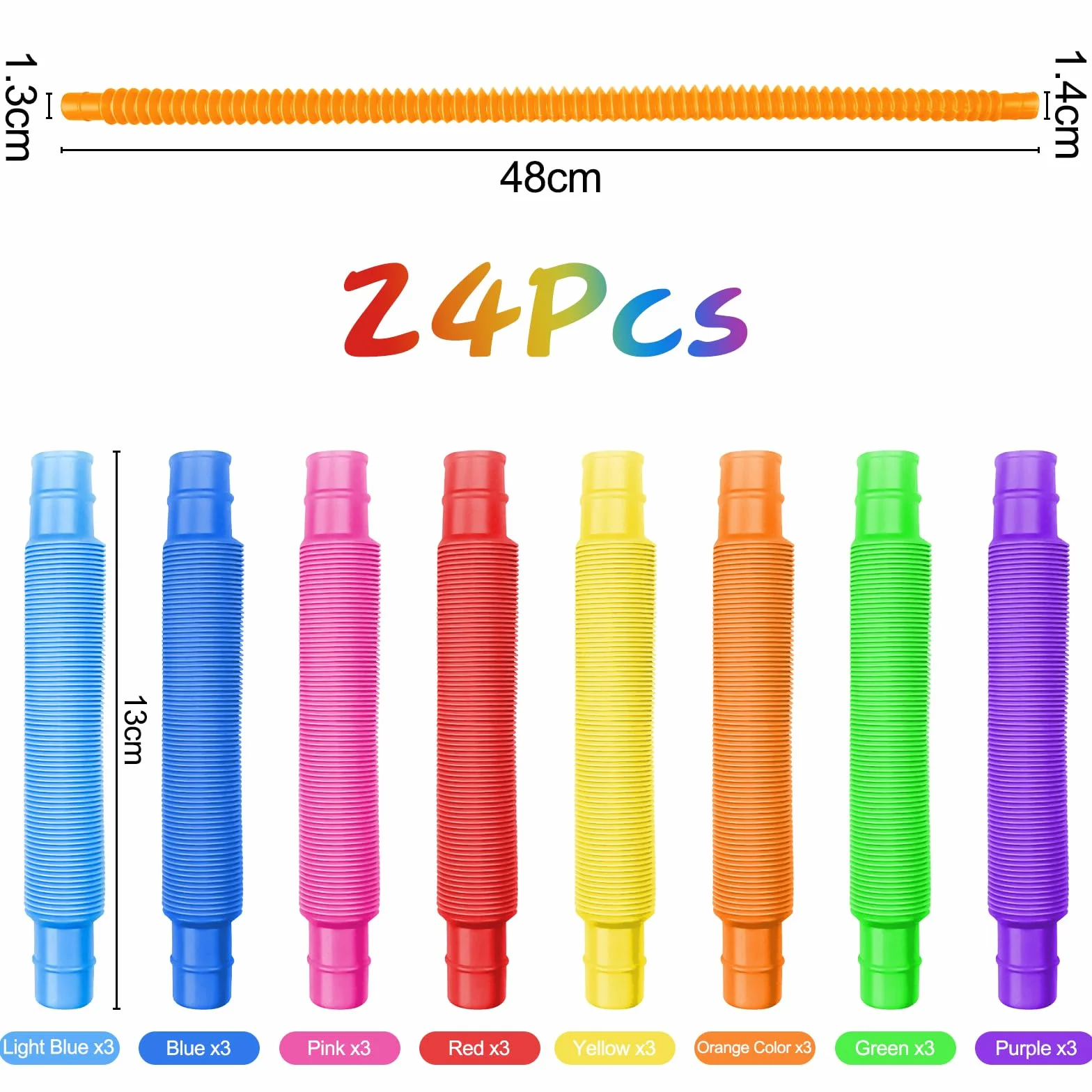 Newpop 24 Pezzi Tubi Gioco per Bambini, Colorati Pop Tube, Pop Tubes, Tubi allungabili Gioco, Giocattoli sensoriali Adatti a Bambini, Ragazzi e Adulti