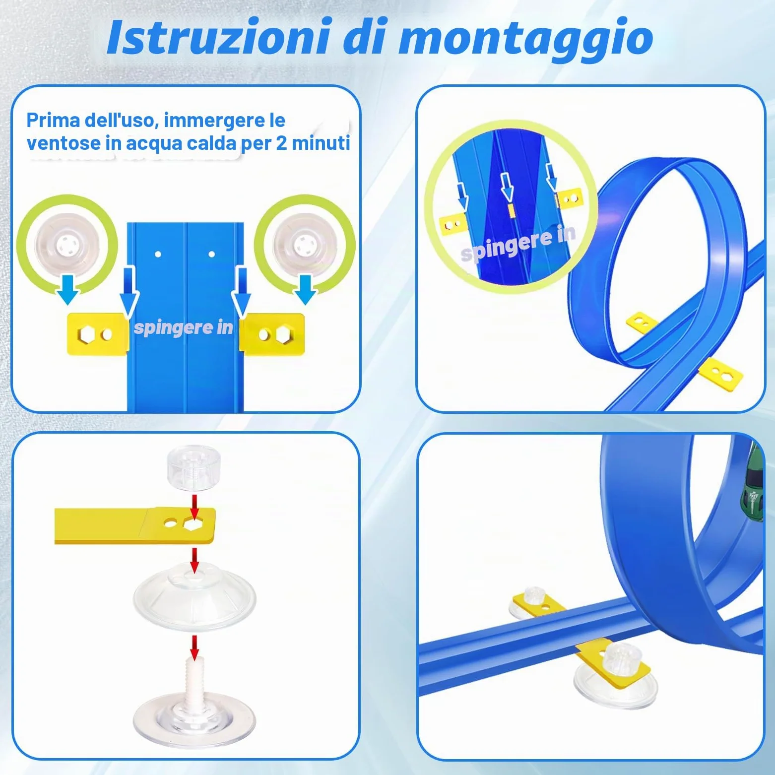 RedCrab Pista da Corsa Flessibile per Bambini, Lunga 5 m Pista da Corsa Flessibile con 4 Macchinine e 4 Ventose, Compatibile con Modellini di Auto Diecast in Scala 1:64