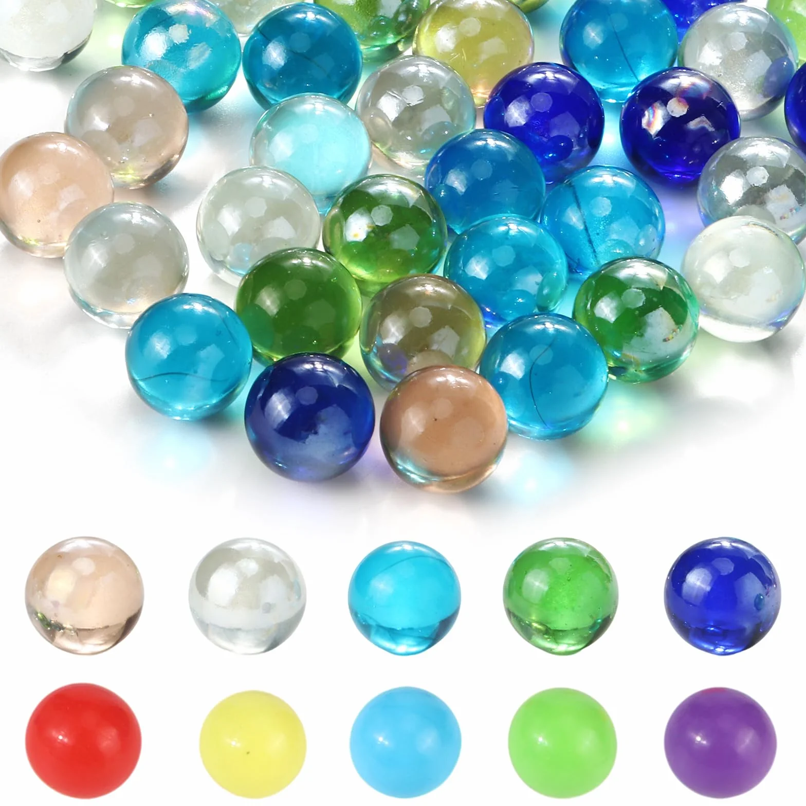 Biglie Colorate in Vetro 16 mm, Marmo di Vetro Giocattoli Tradizionali, 100 Pezzi