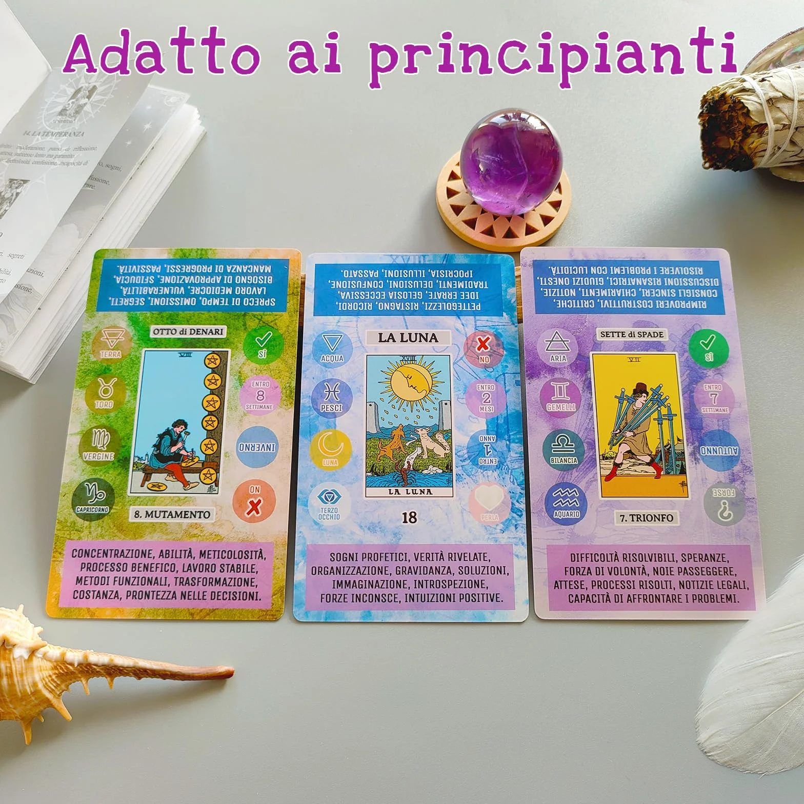 L'Oracolo dei Tarocchi in Italiano, 86 Carte Divinatorie con Libro Guida per Principianti ed Esperti