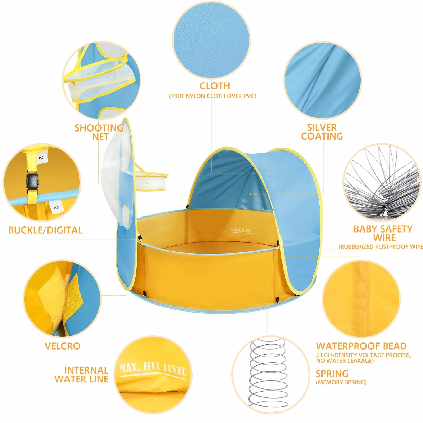 Peradix 2 in 1 Tenda da Bambini Pop Up Pieghevole, Mini Vasca Palline Casetta Solare Anti-UV con Tettoia e Canestro Viaggio in Spiaggia
