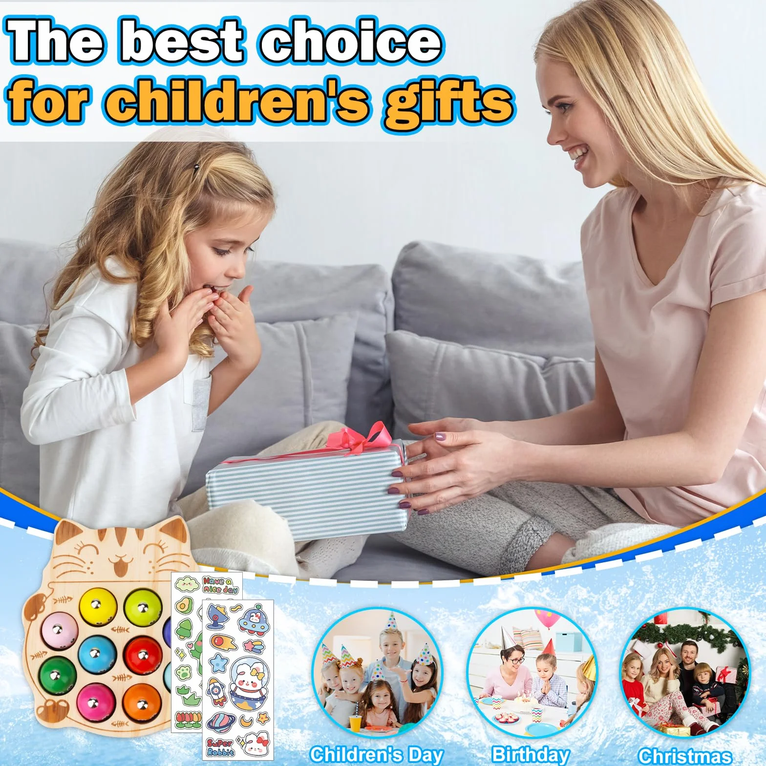UCAMP Giochi Montessori Magnetici di Pesca Giocattoli 2 Anni Legno Educativo 2 in 1 Compleanno Regalo per Bambini Ragazzi