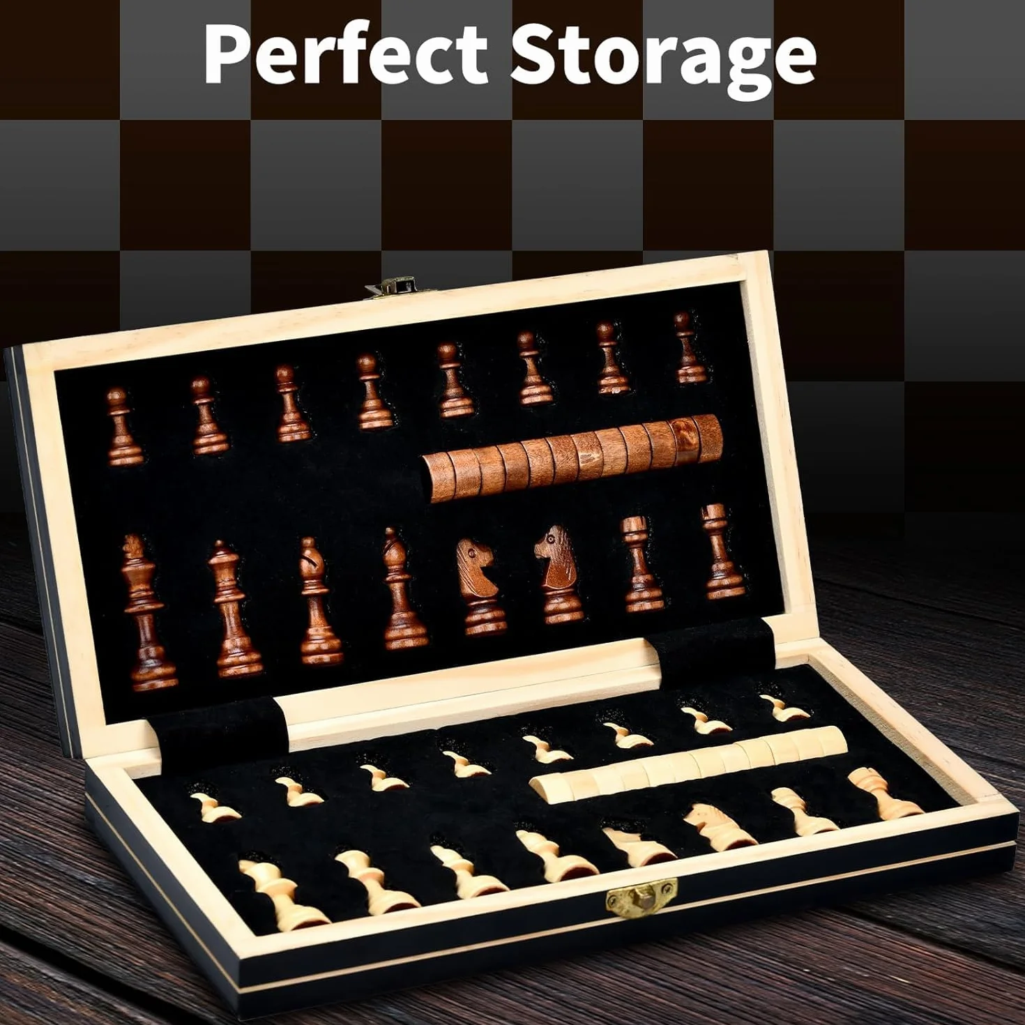Aissom Scacchiera in Legno 2 in 1 Pieghevole Magnetica Scacchi Backgammon Dama 29x29 cm