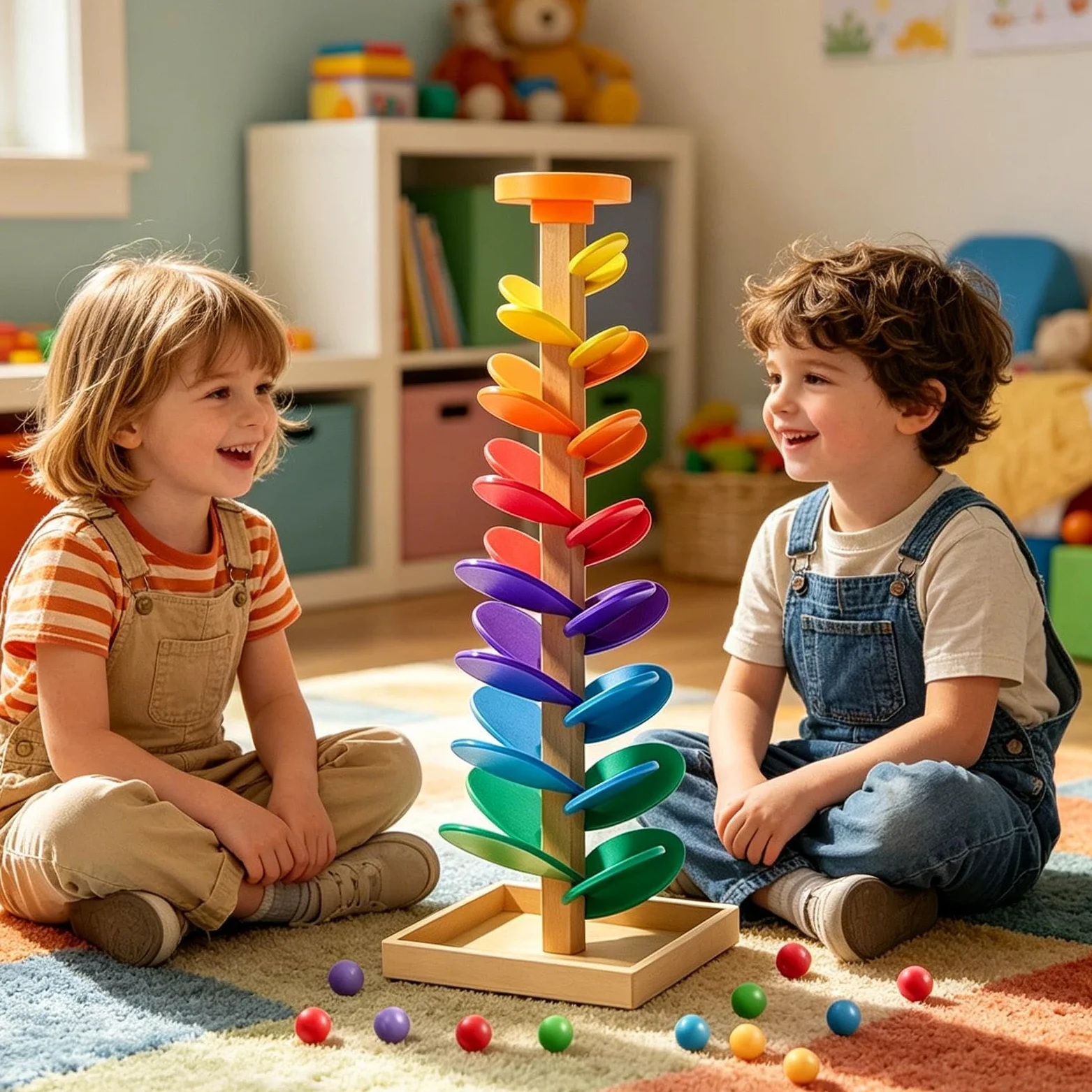 Pista di Biglie Giocattoli Di Classificazione A Torre In Legno | Di Smistamento Colori Per Bambini Con Albero a Musica Scuola 'Infanzia, Sala Giochi, Bambine E Bambini