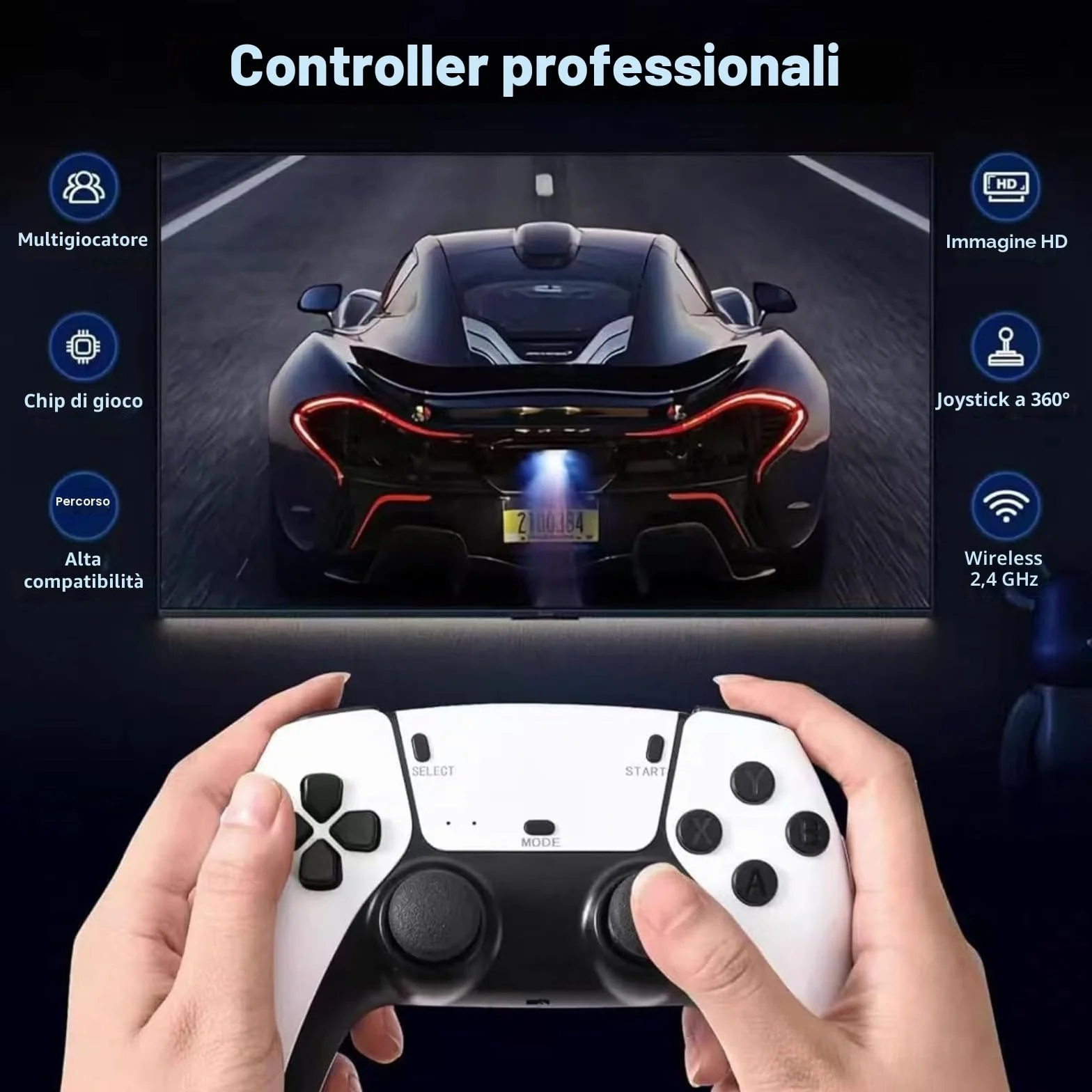 Console per giochi arcade retrò wireless 4K HD M15 2.4 GHz, doppia connessione HDMI HD per TV, oltre 20.000 giochi integrati, console di gioco retrò per due giocatori a casa