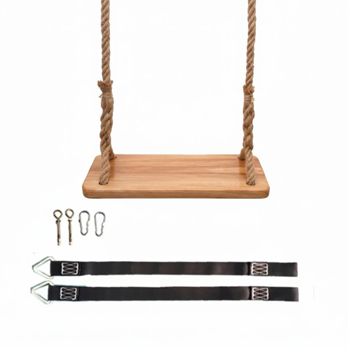 Altalena a trapezio, altalena in legno per esterni, legno di olmo spesso per bambini con corda resistente e parti metalliche, interno/esterno per bambini e adulti, sedile da 15, 75x6, 30 pollici con