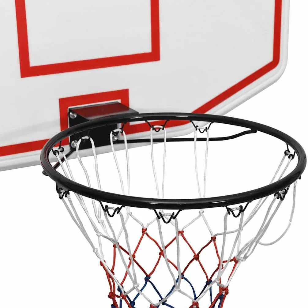 Tavola da basket in polietilene, 109 x 71 x 3 cm, canestro da basket bianco con anello in acciaio e rete in nylon resistente alle intemperie, adatto per montaggio a parete e interni ed esterni