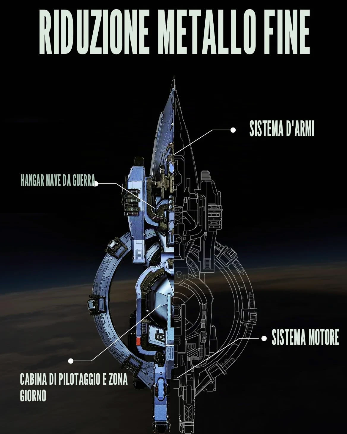 Piececool 3d Metal Puzzle Veicolo Spaziale Selezione Naturale, Problema dei Tre Corpi Corazzata Astronave 3D Puzzle Metallo per Acciaio Inossidabile, Regalo, modellismo da costruire adulti, 378 Pezzi