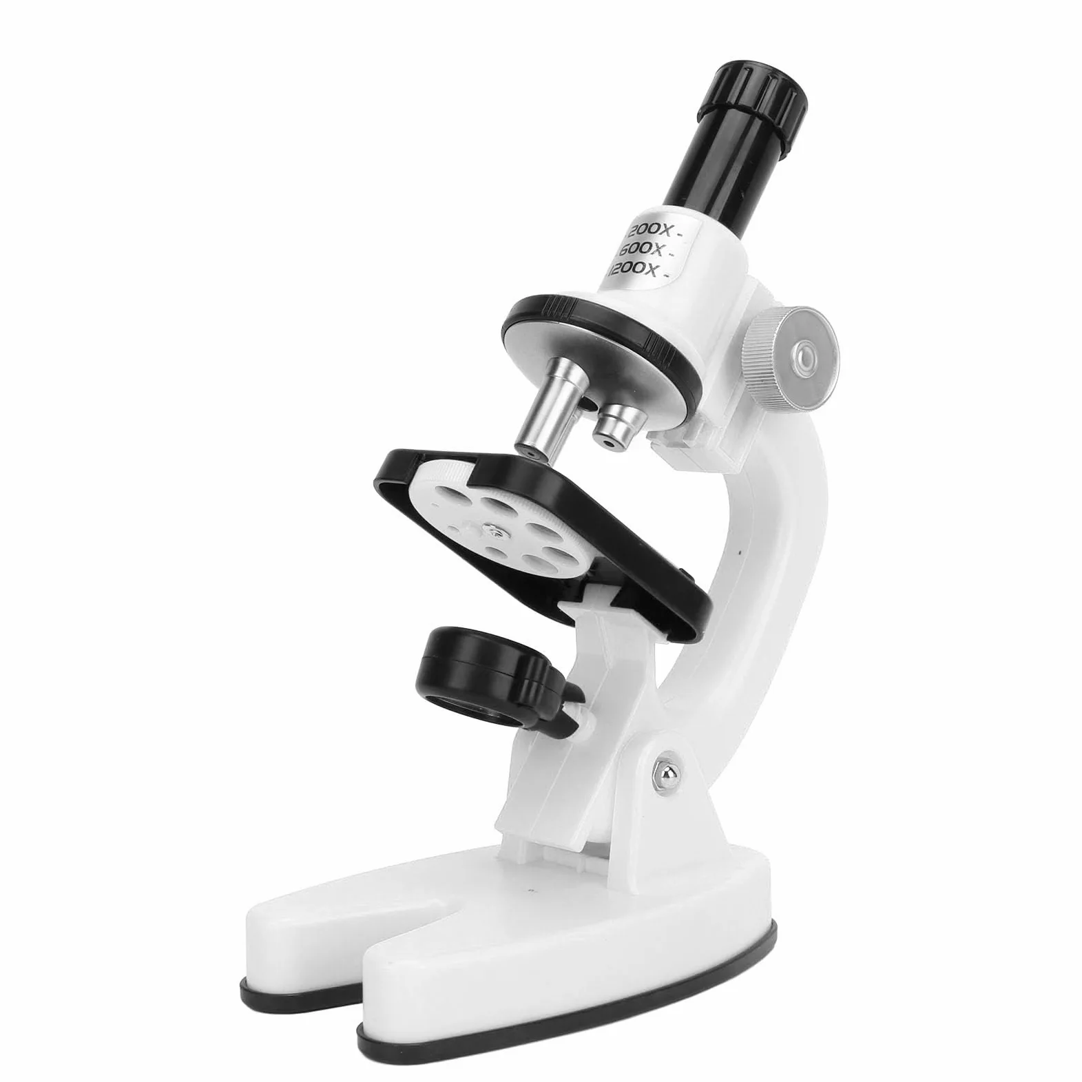 CHICIRIS Kit Microscopio per Bambini, Microscopio per Bambini 1200X con Lente in Vetro Ottico, Ingrandimento 200X 600X 1200X, Supporto per Telefono con Luce a LED Base Girevole per Studenti (WHITE)