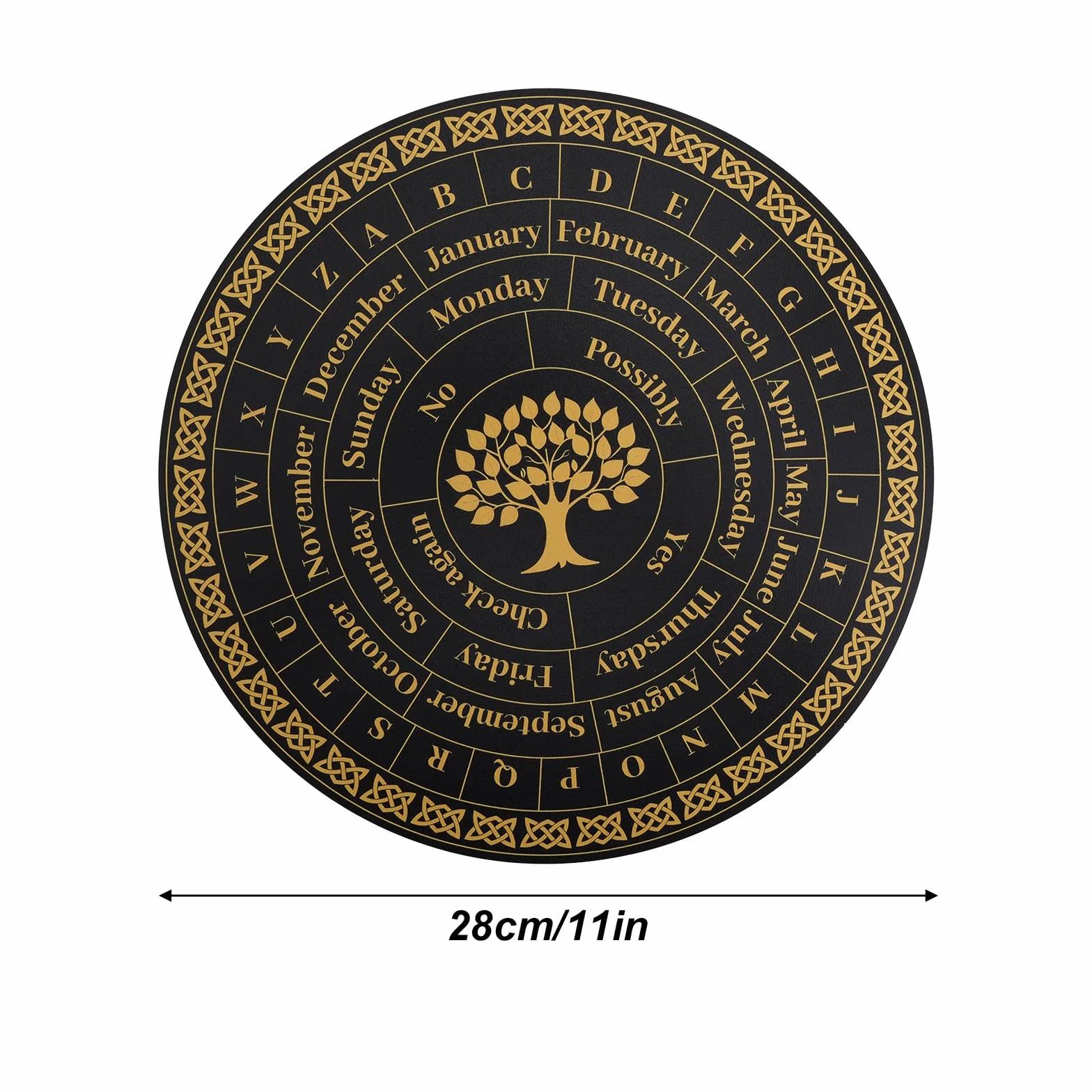 Tavola Divinatoria per Pendolo 28cm Legno Albero della Vita con Lettere Strumenti di Divinazione