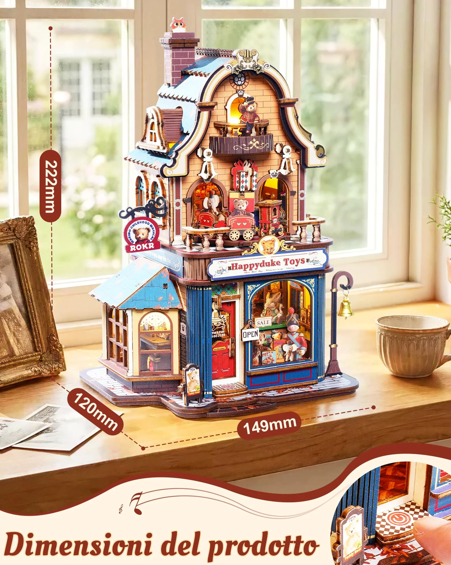 ROKR Happyduke Toy Shop Puzzle 3D in Legno per Adulti, EAM01 | Regalo per adulti,Miniatura decorativa per scrivania