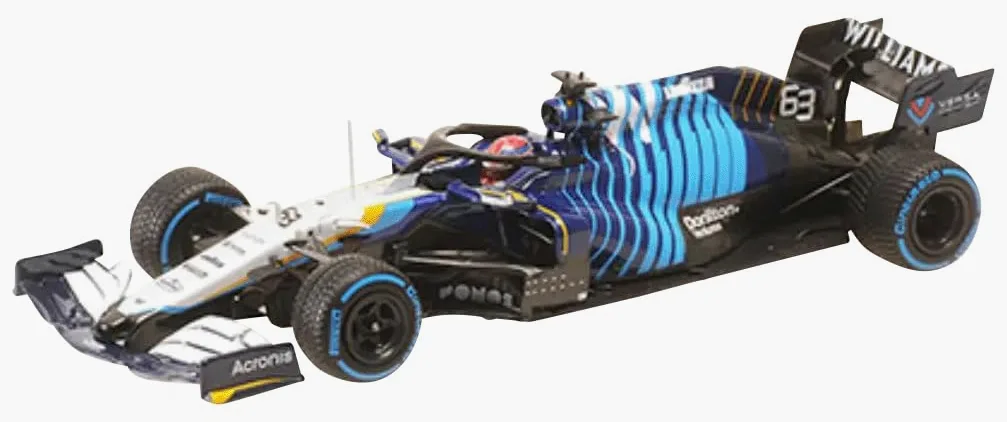 Minichamps 417211363 Williams Racing Mercedes FW43B-George Russell-2nd Place GP Belga 2021 - Auto da collezione in miniatura, multicolore