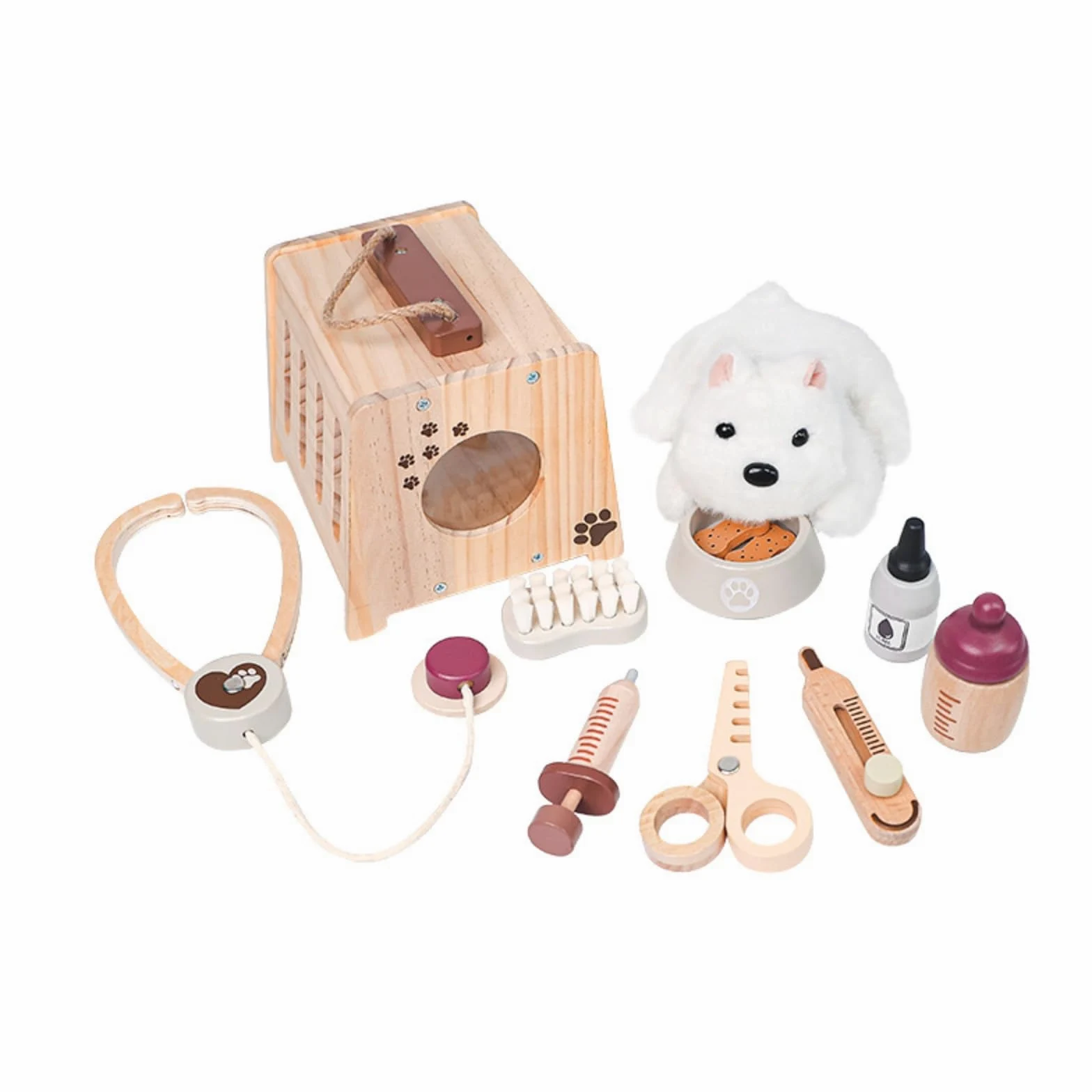 kowaku Valigetta da Veterinario con Peluche Educativo Set Veterinario Giocattolo Completo Valigetta con Borsa da Trasporto per Bambini
