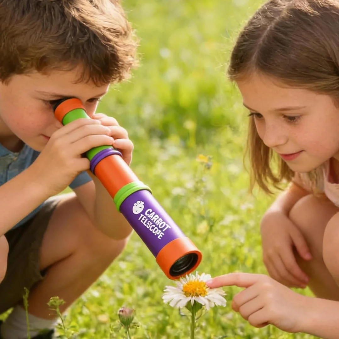 Cannocchiale per Bambini 8x - Materiale Plastico Leggero, Regalo Perfetto per Osservazione Uccelli & Attività Outdoor