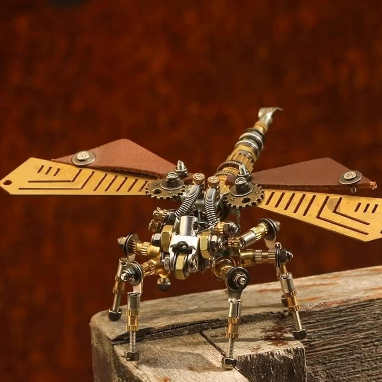 Colcolo Artware Puzzle Modellino Metallo Scultura Meccanica Industriale Dettagli Decorativi Steampunk Adatto per Arricchire Scrivania Collezione Personale, Libellula Meccanica