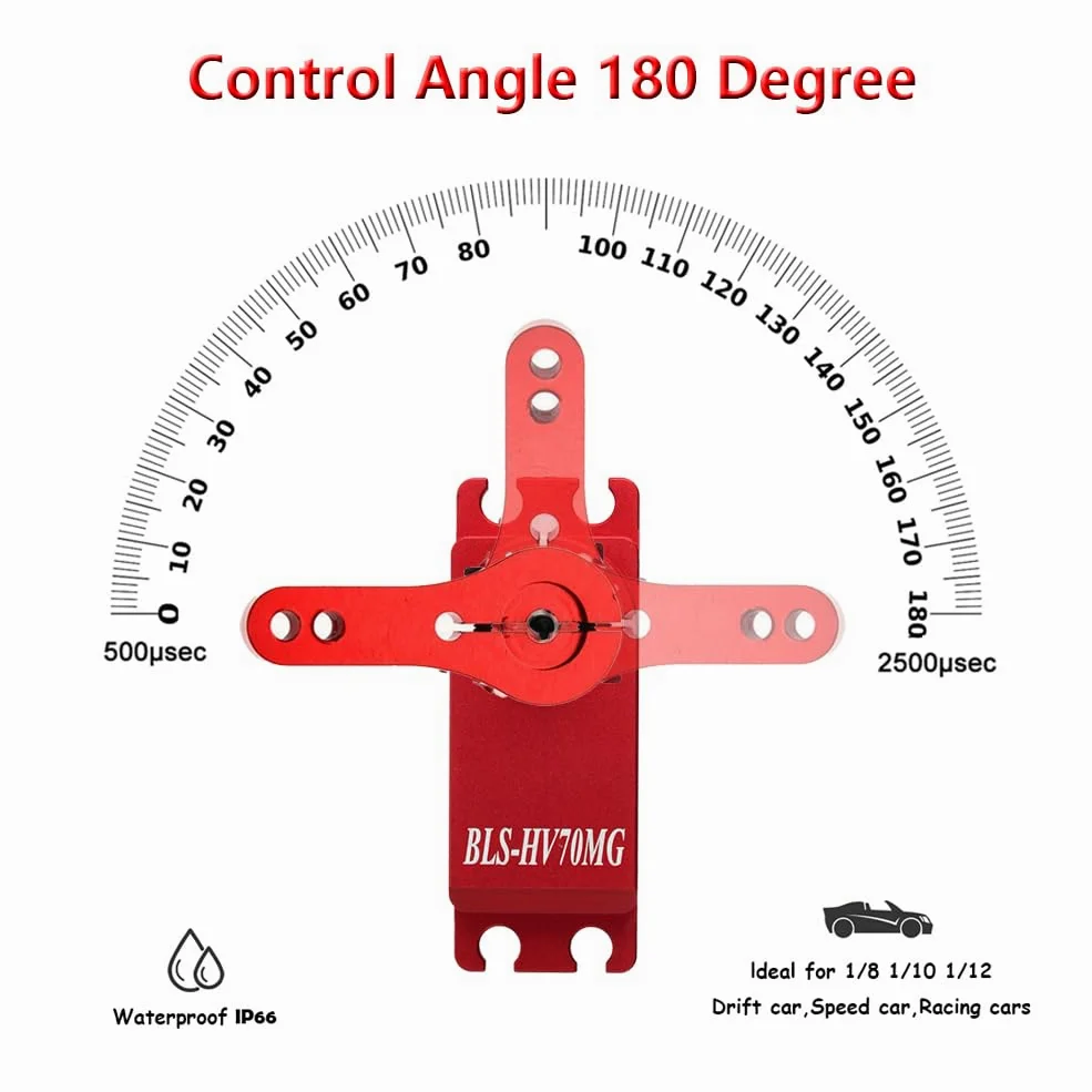 Servomotore digitale RC ad alta coppia 70KG Brushless BLS-HV70MG Servo sterzo ad alta tensione 4.8 ~ 8.4V impermeabile per auto RC 1:8 1:10, angolo di controllo 180 gradi