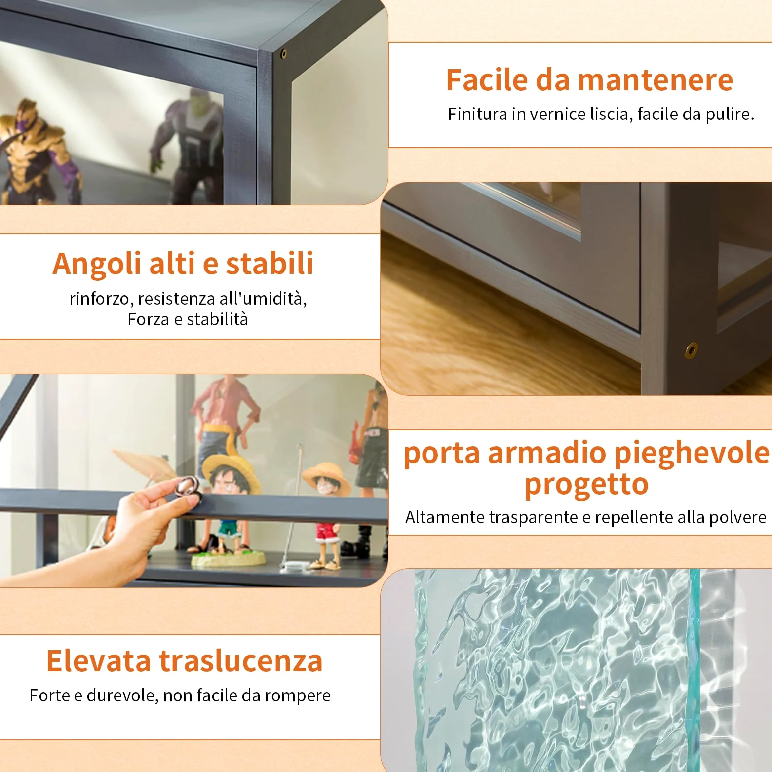 Vetrina Espositiva Per Collezionismo,Vetrina multifunzionale in bambù, Design Della Porta dell'armadio a Ribalta,Vetrinetta Espositiva per Uffici, Camere da Letto, Soggiorni