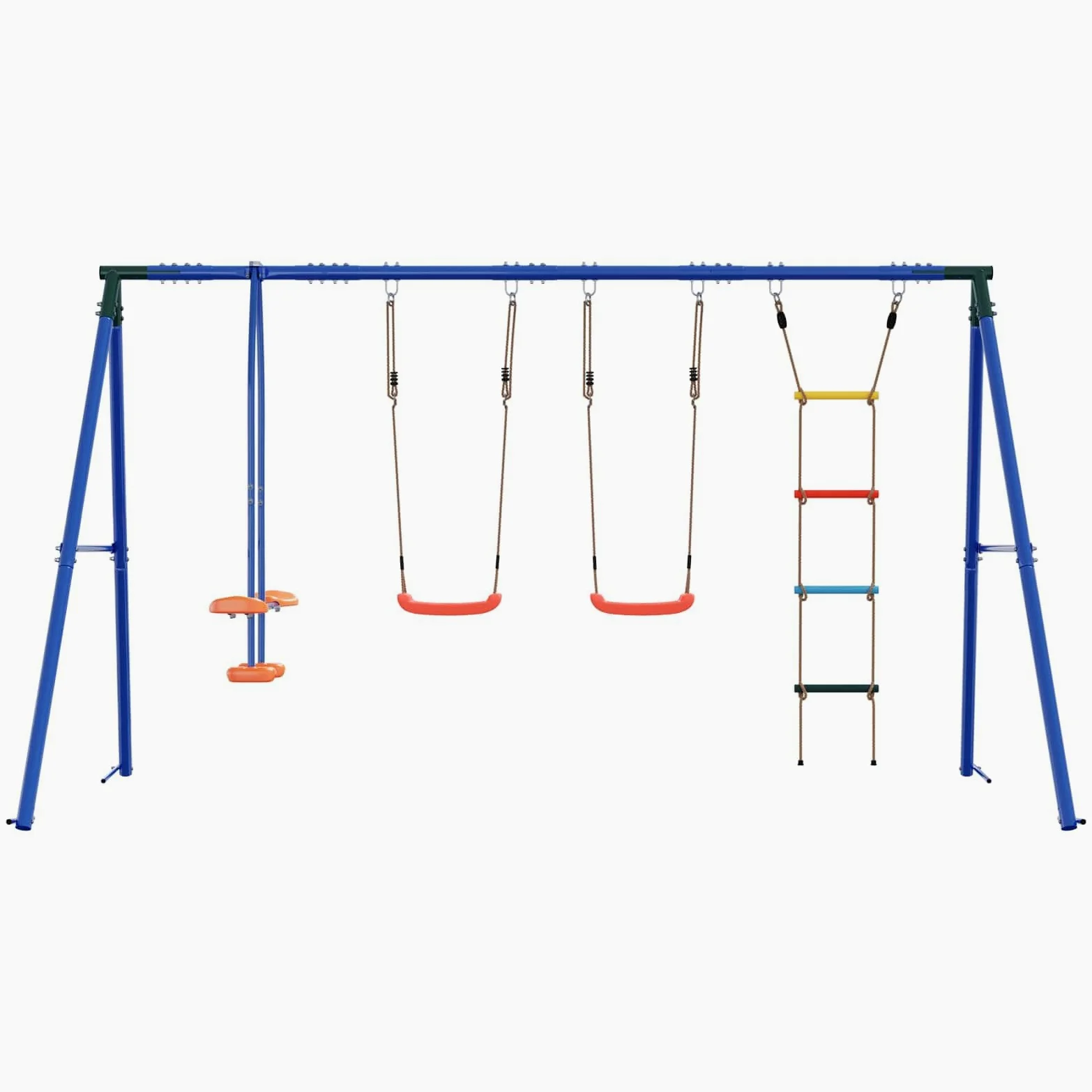 Set di altalena per esterni, multicolore, 330 x 185 x 185 cm, in acciaio PE, parco giochi per bambini dai 3 anni in su, resistente alle intemperie, struttura stabile, sedile regolabile, per