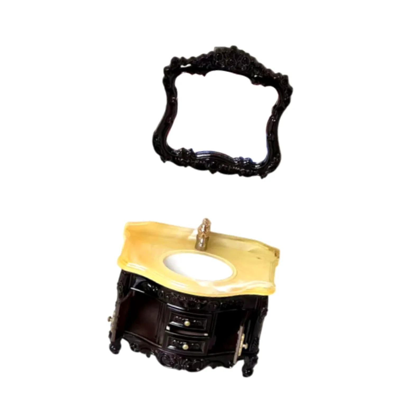 Set Lavabo E Armadio In Miniatura Casa Delle Bambole Nero | set da 2 pezzi, dettagli realistici, materiale PP resistente